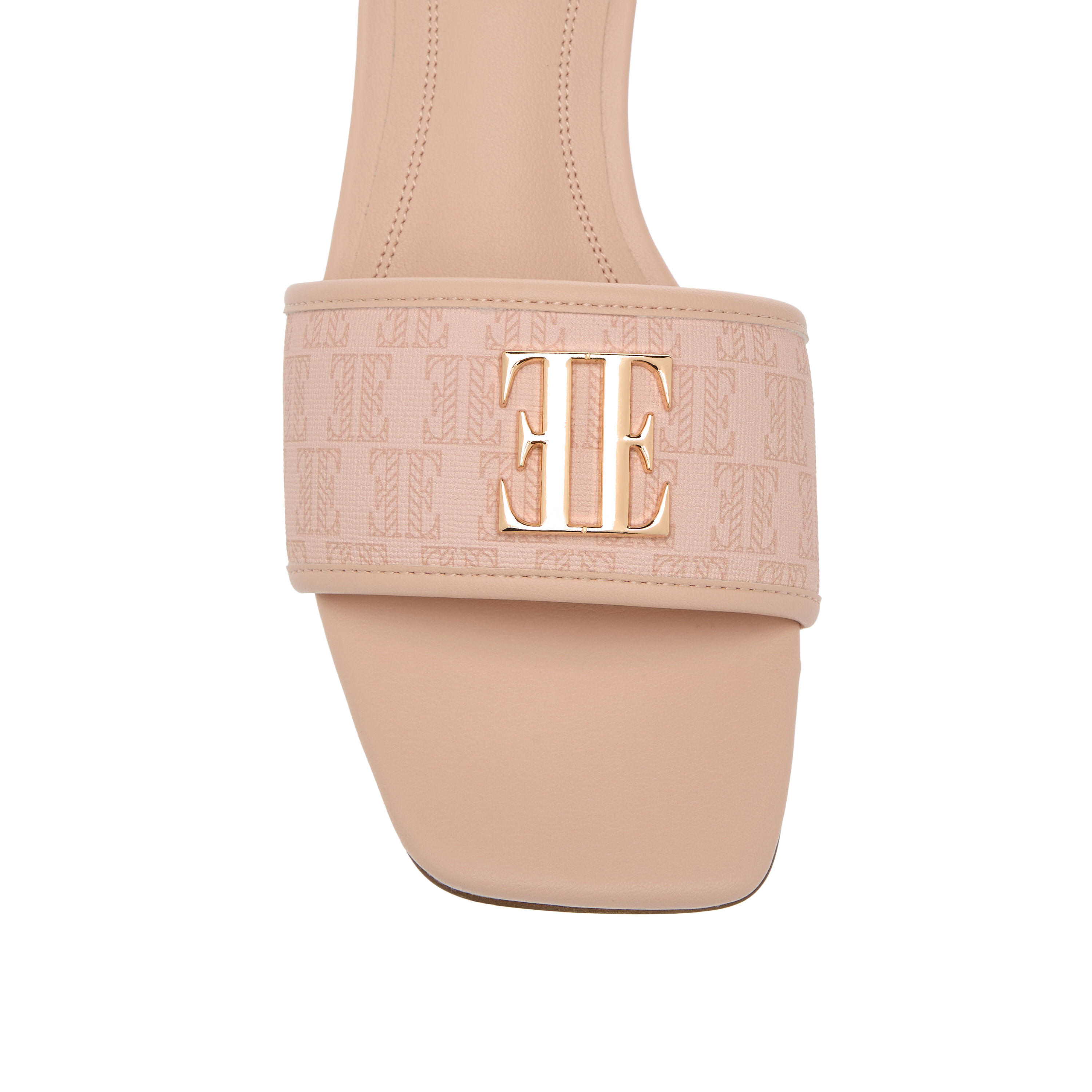 Elle Women's Monogram Detail Slip-On Sandals with Block Heels-women-shoes-sandals-heeled-image-4