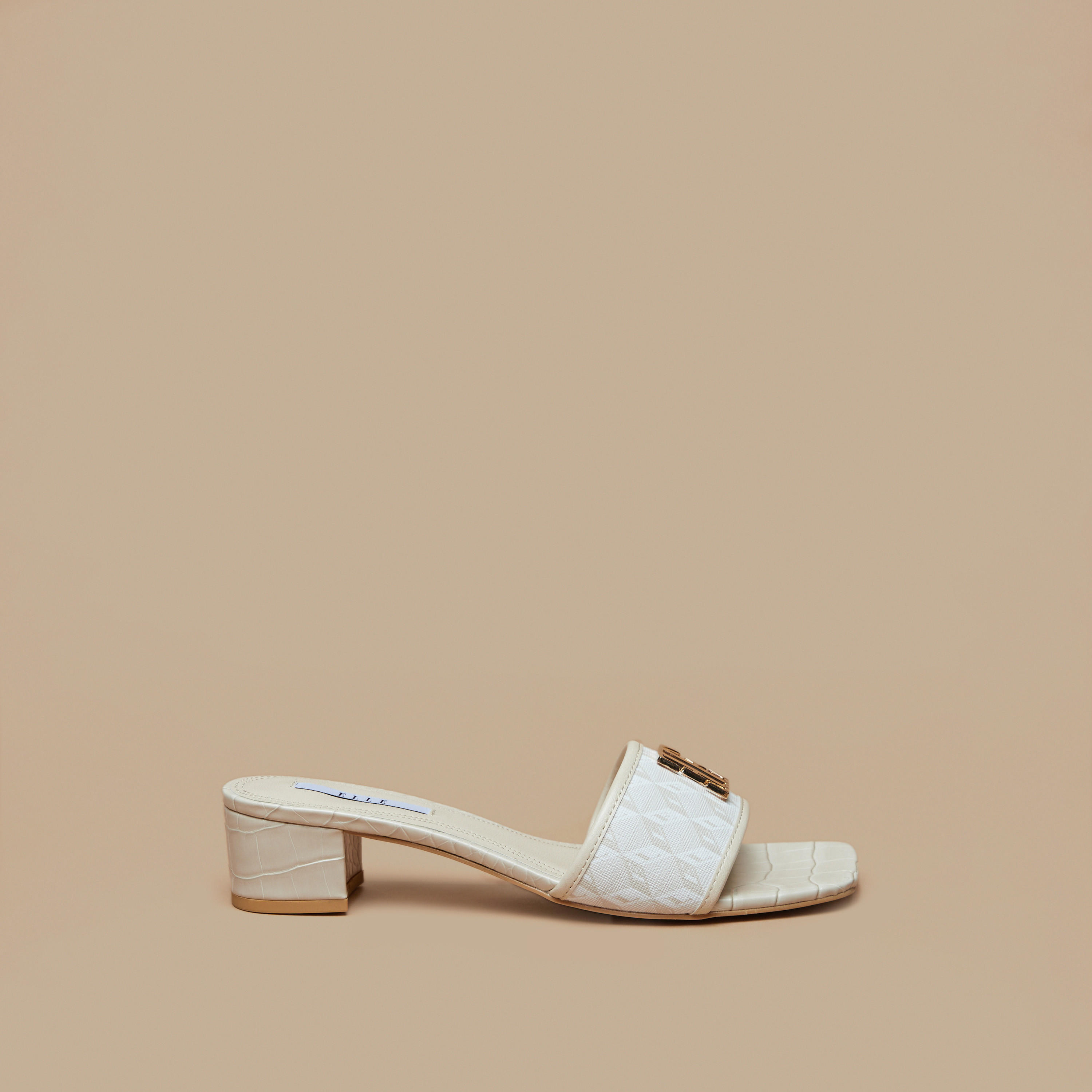 Elle Women's Monogram Print Slide Sandals with Block Heels-women-shoes-sandals-heeled-image-2