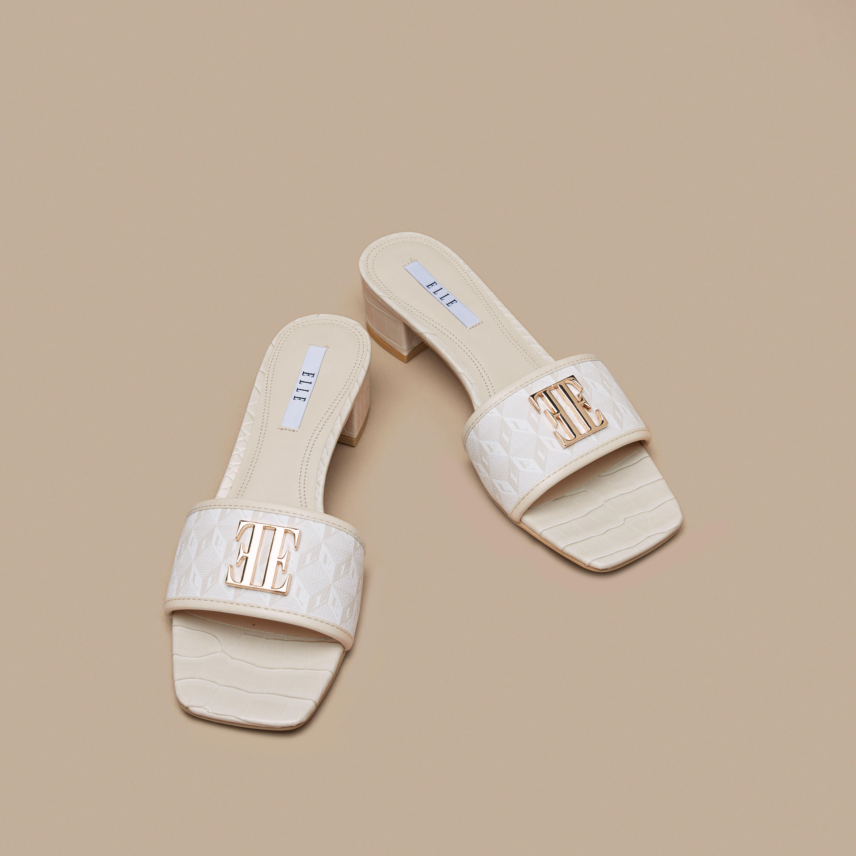 Elle Women's Monogram Print Slide Sandals with Block Heels-women-shoes-sandals-heeled-image-3