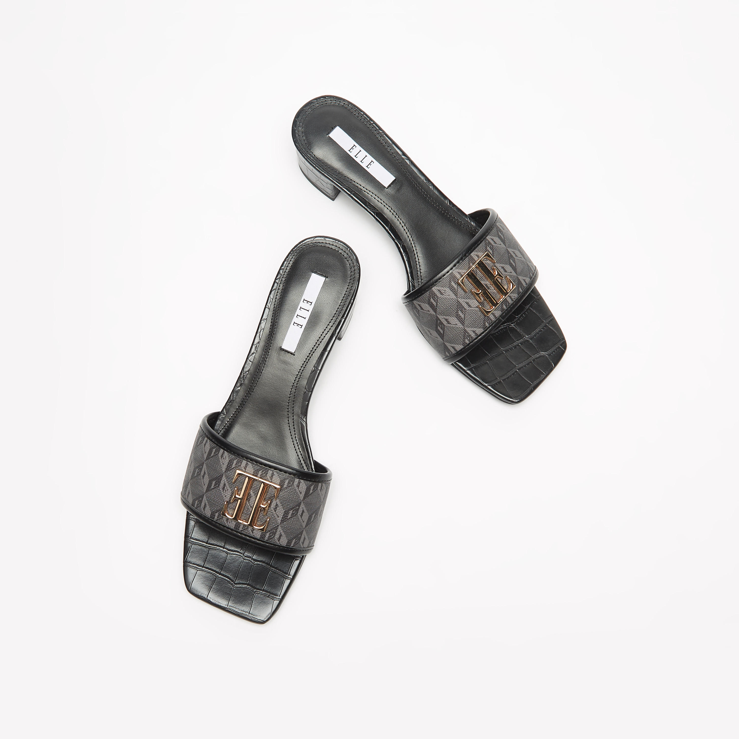 Elle Women's Monogram Print Slide Sandals with Block Heels-women-shoes-sandals-heeled-image-3