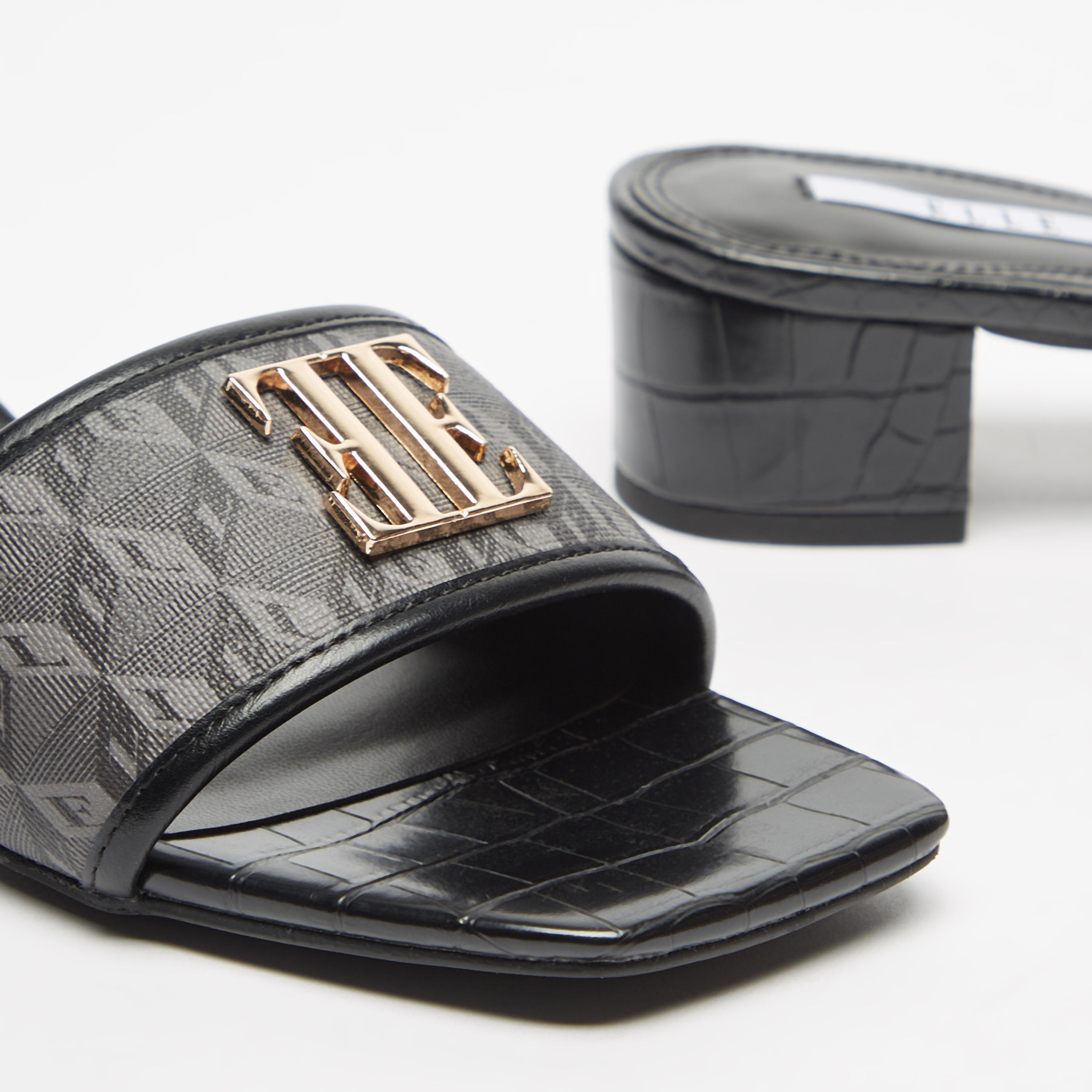 Elle Women's Monogram Print Slide Sandals with Block Heels-women-shoes-sandals-heeled-image-4