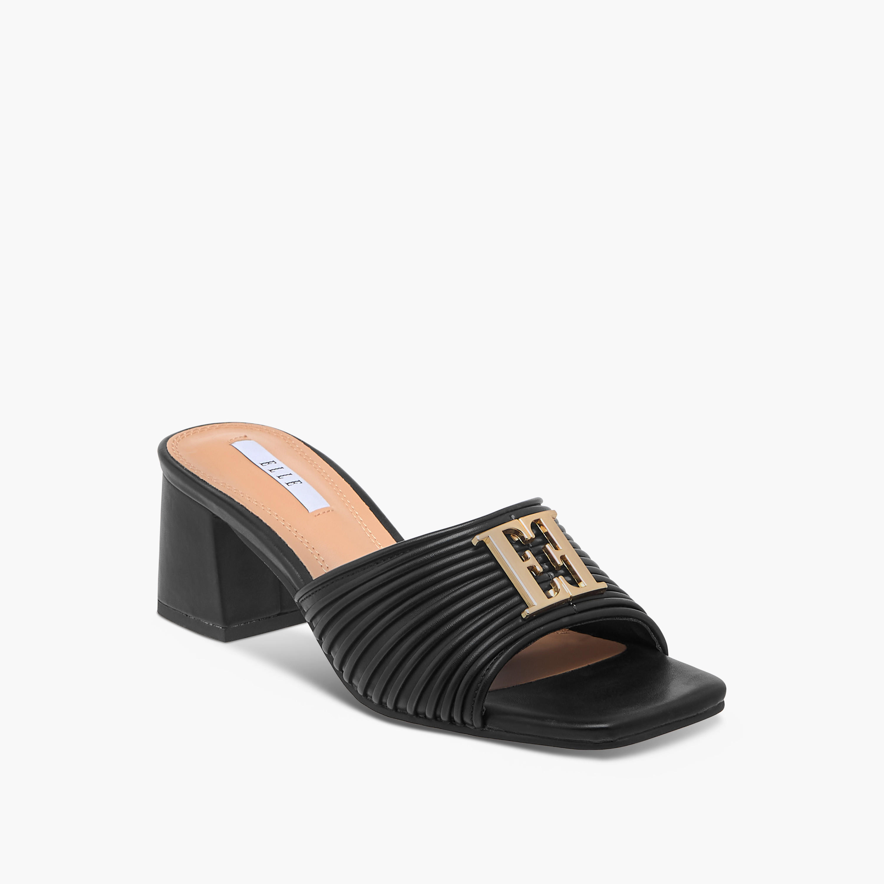 Elle Women's Logo Accent Slip-On Sandals with Block Heels-women-shoes-sandals-heeled-image-2