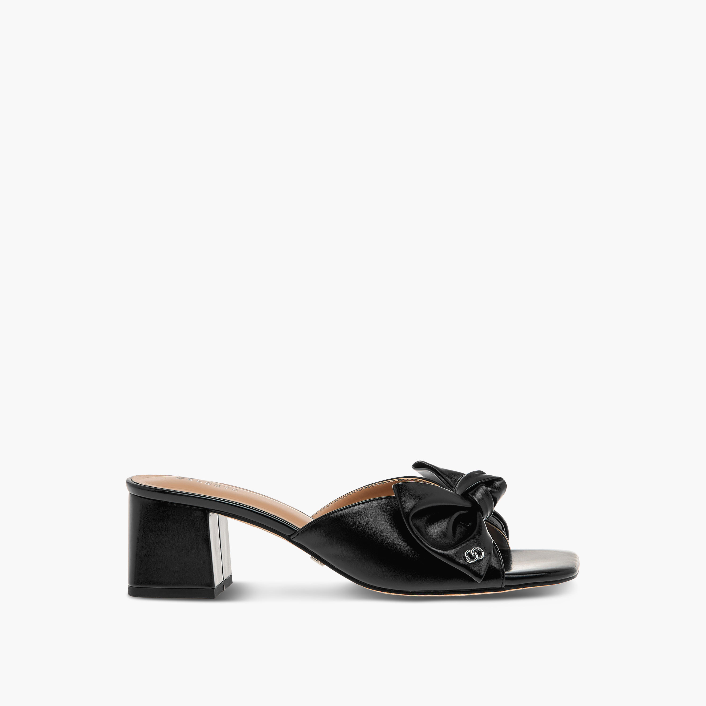 Celeste Women's Bow Detail Slip-On Sandals with Block Heels - J06005-007-women-shoes-sandals-heeled-image-3