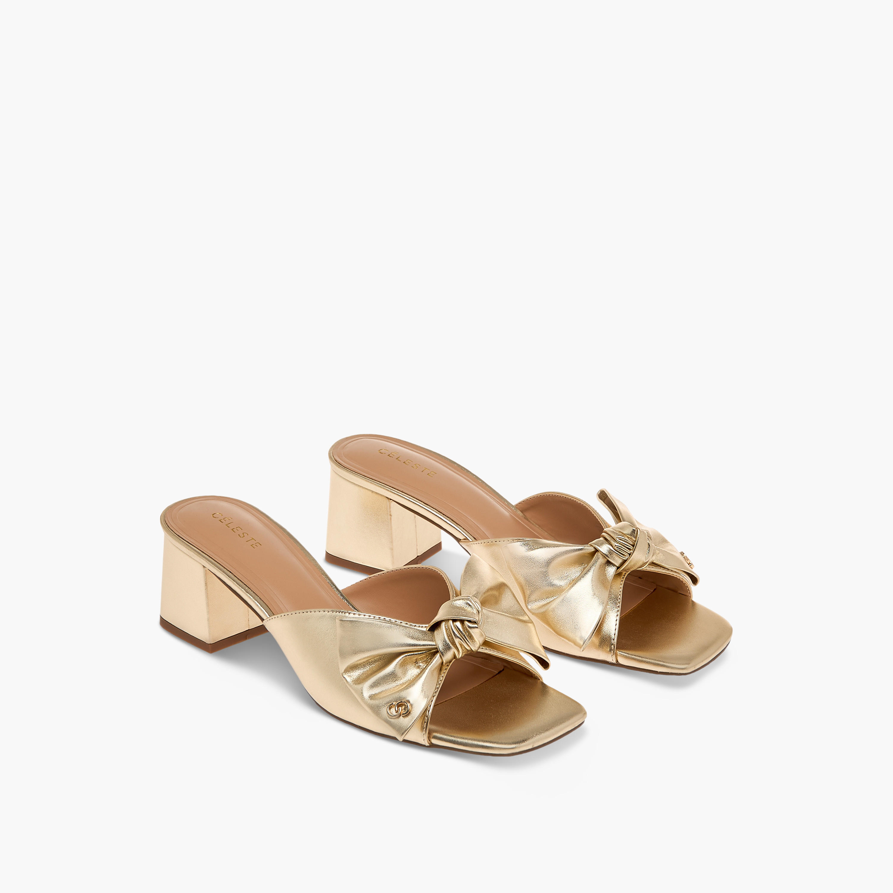 Celeste Women's Bow Detail Slip-On Sandals with Block Heels - J06005-007-women-shoes-sandals-heeled-image-1