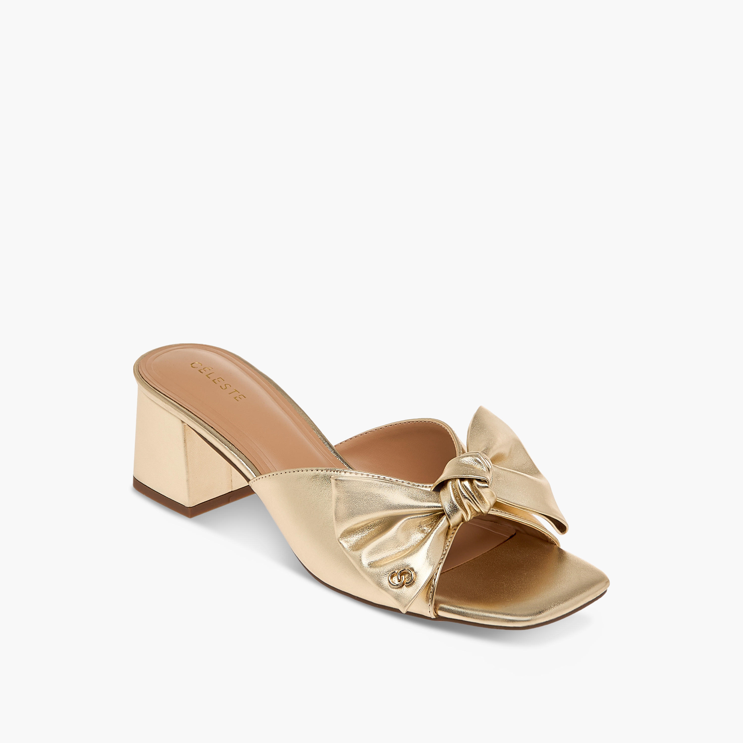 Celeste Women's Bow Detail Slip-On Sandals with Block Heels - J06005-007-women-shoes-sandals-heeled-image-2