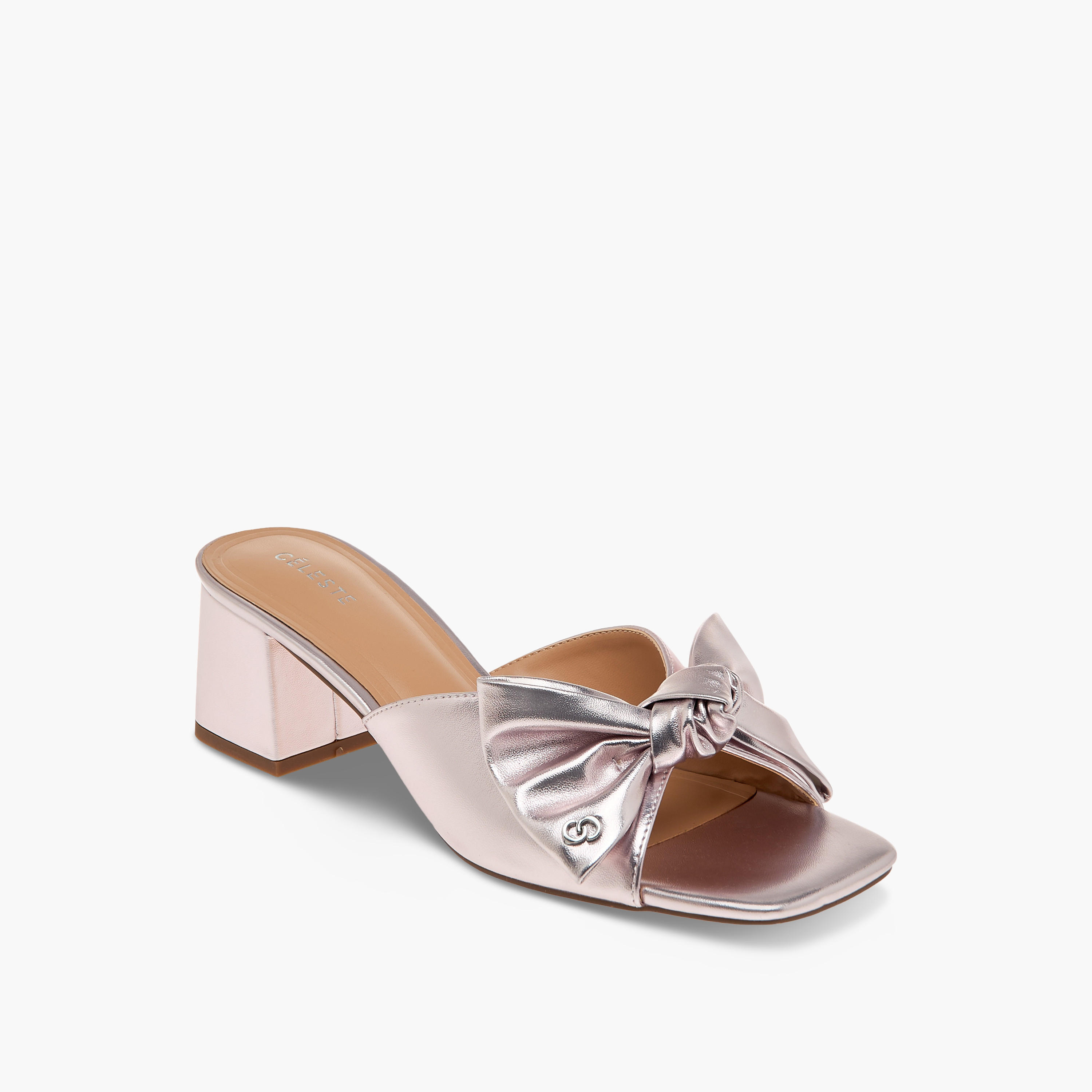 Celeste Women's Bow Detail Slip-On Sandals with Block Heels - J06005-007-women-shoes-sandals-heeled-image-2