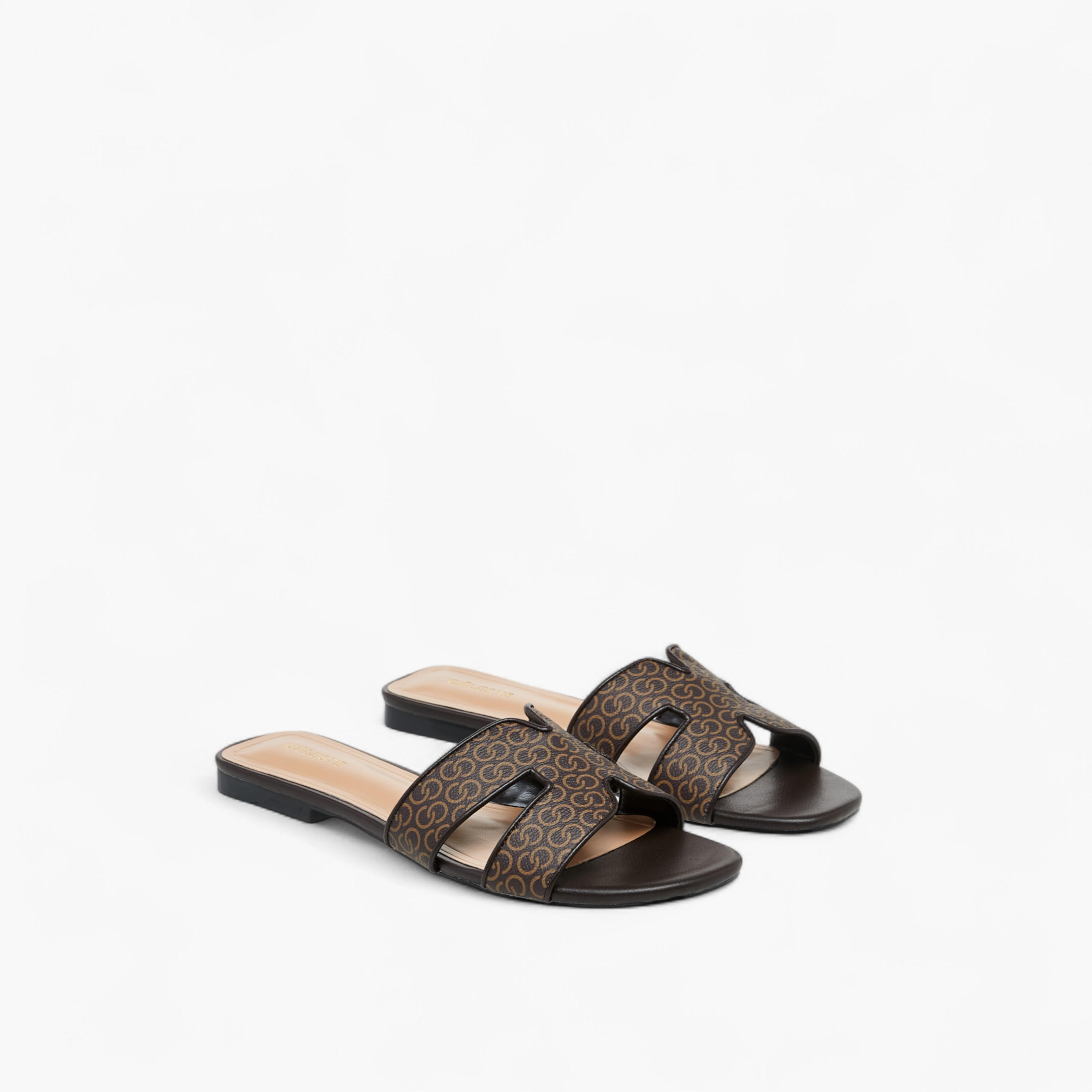 Celeste Women's Monogram Print Slip-On Sandals-women-shoes-flats-sandals-image-1