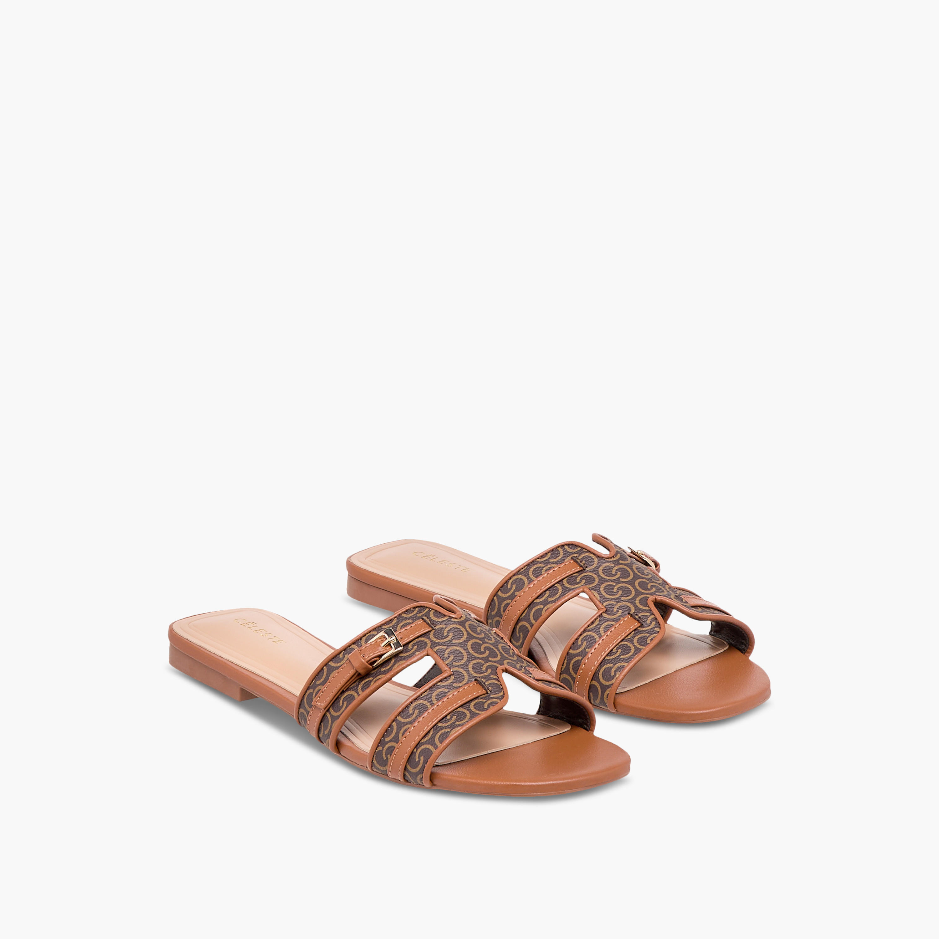 Celeste Women's Monogram Print Slip-On Flat Sandals-women-shoes-flats-sandals-image-1