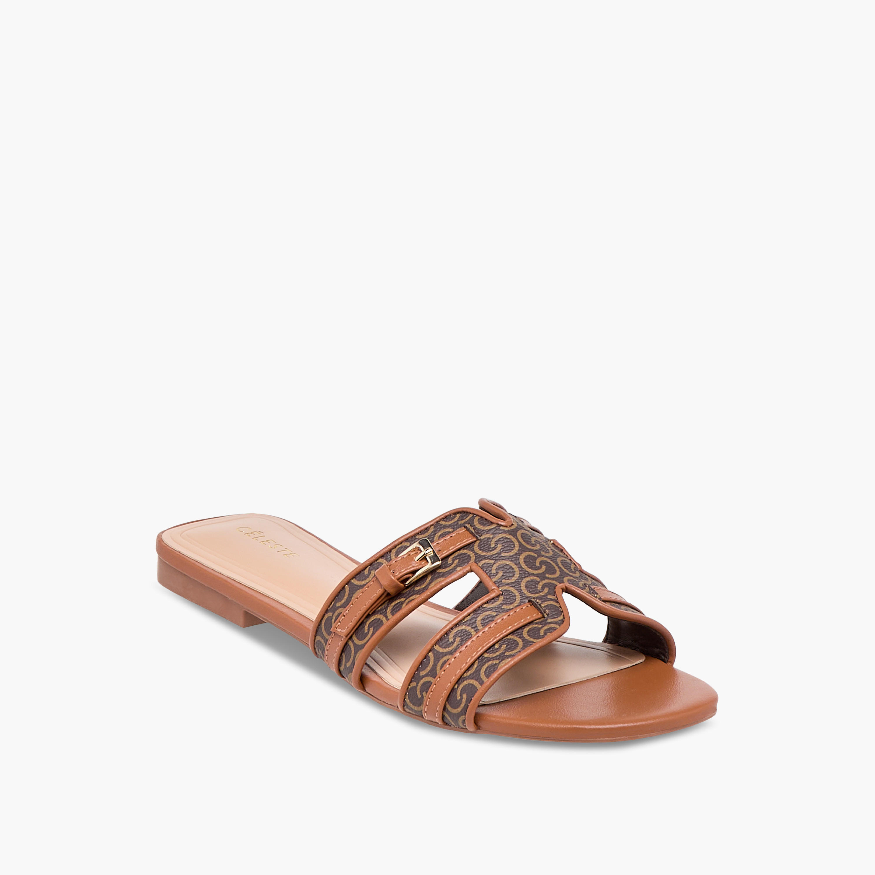 Celeste Women's Monogram Print Slip-On Flat Sandals-women-shoes-flats-sandals-image-2