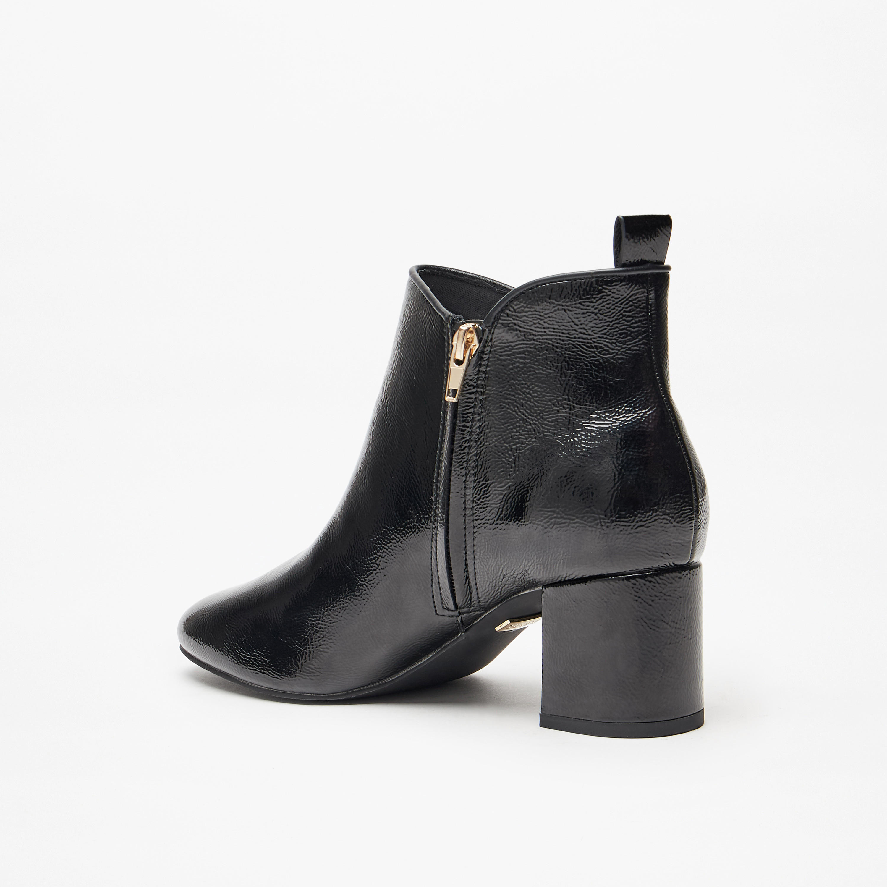 Celeste Women's Solid Ankle Boots with Block Heel and Zip Closure-women-shoes-boots-image-2