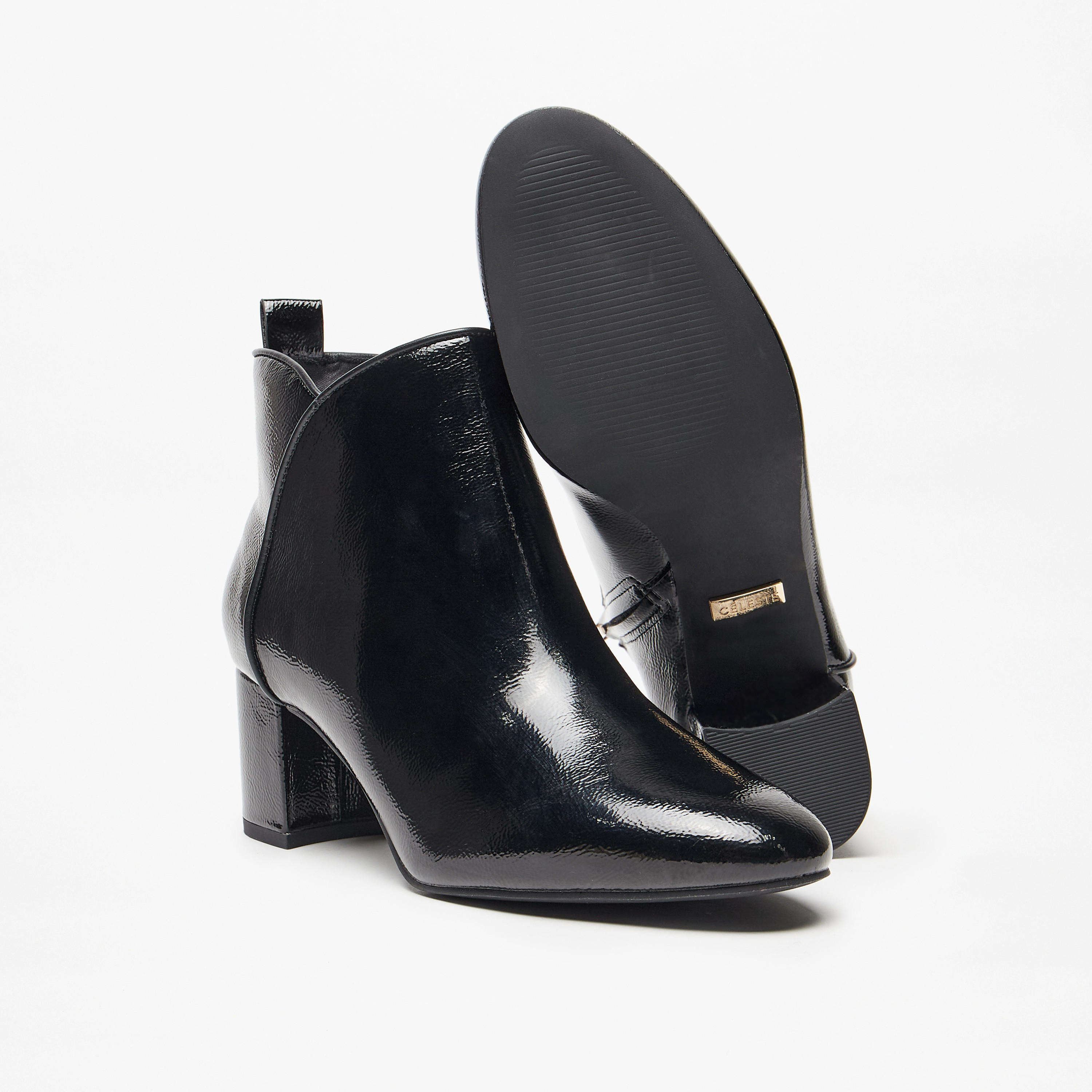Celeste Women's Solid Ankle Boots with Block Heel and Zip Closure-women-shoes-boots-image-4