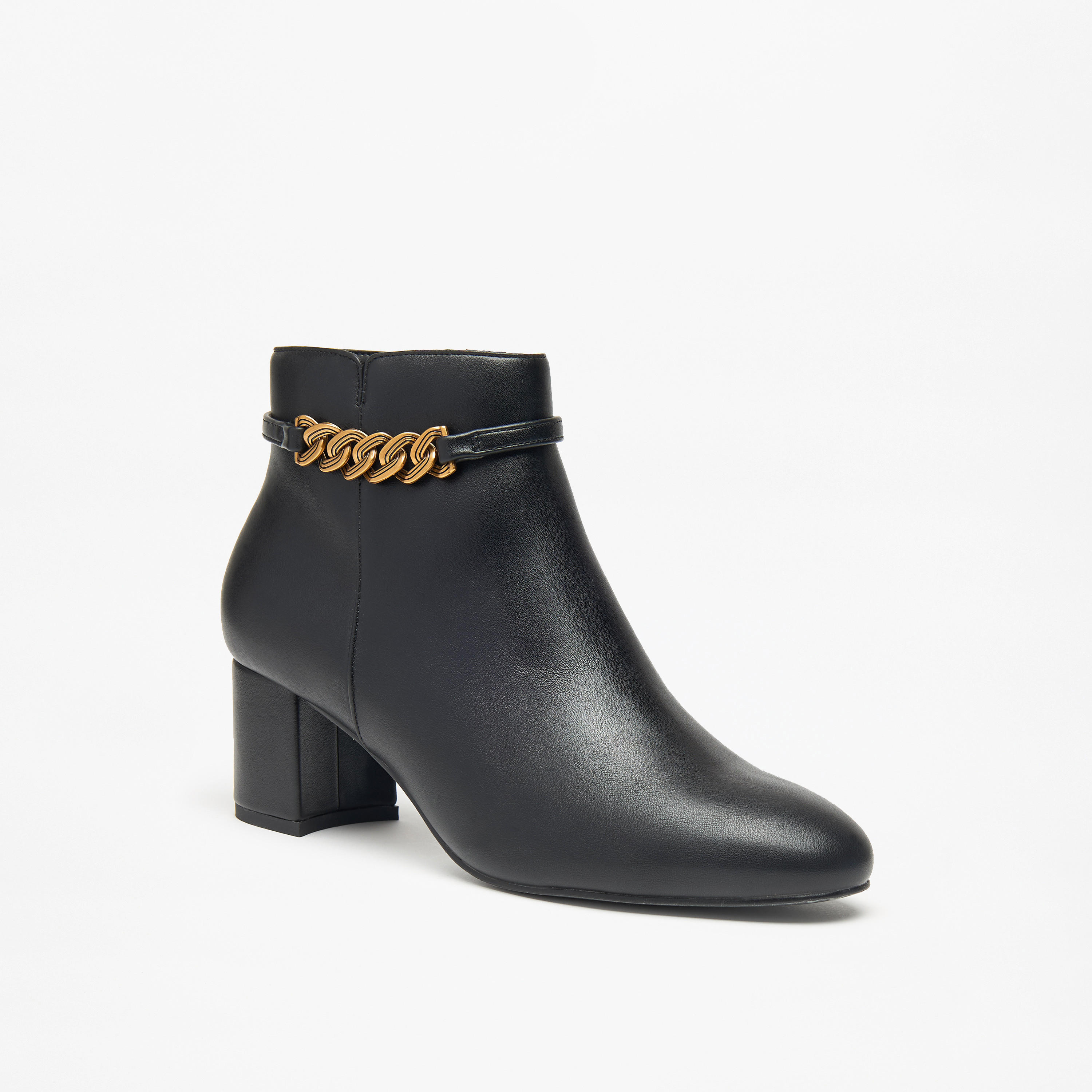 بوت سادة بطول الكاحل وبسحاب إغلاق وكعب سميك للنساء من سيليست-women-shoes-boots-image-1