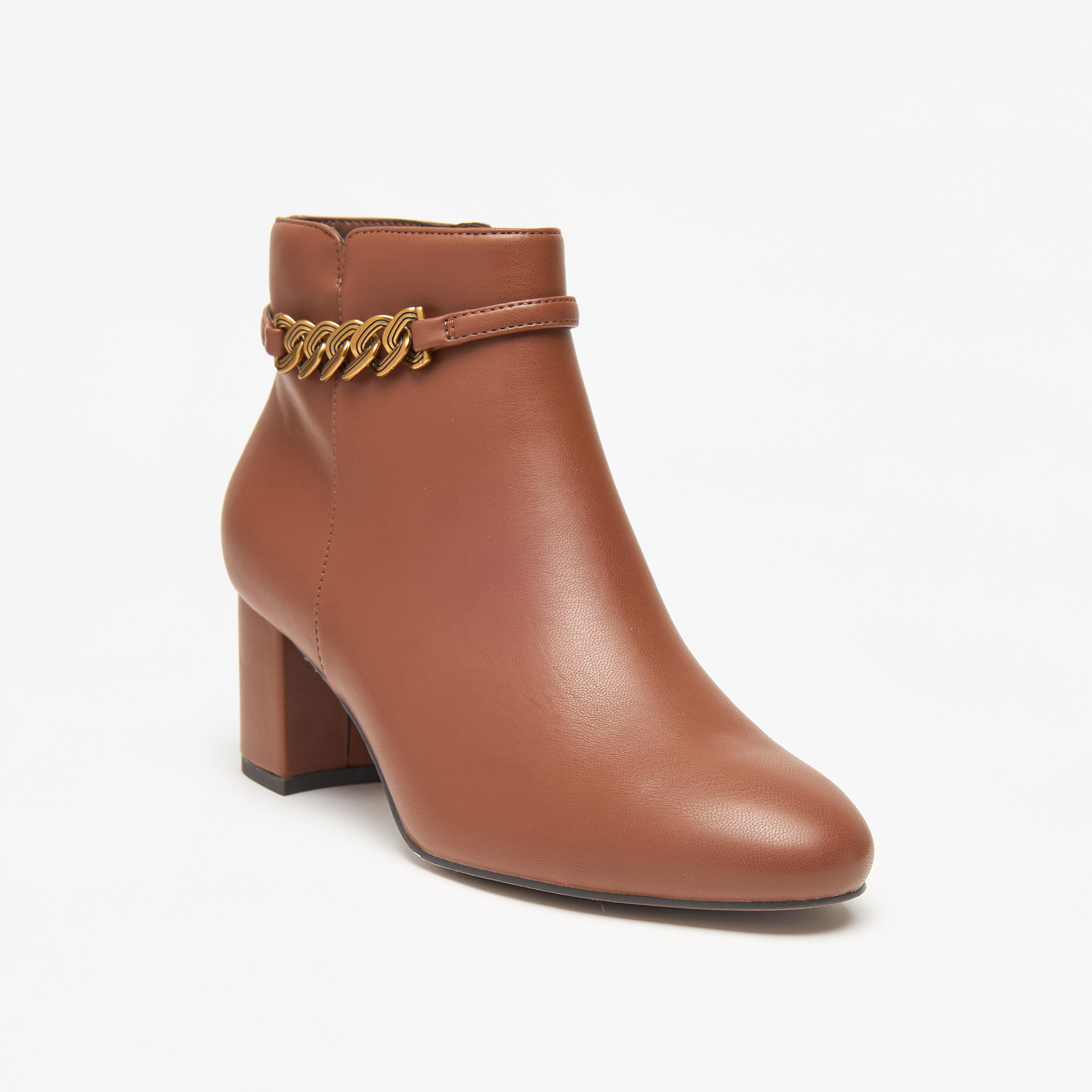 بوت سادة بطول الكاحل وبسحاب إغلاق وكعب سميك للنساء من سيليست-women-shoes-boots-image-1
