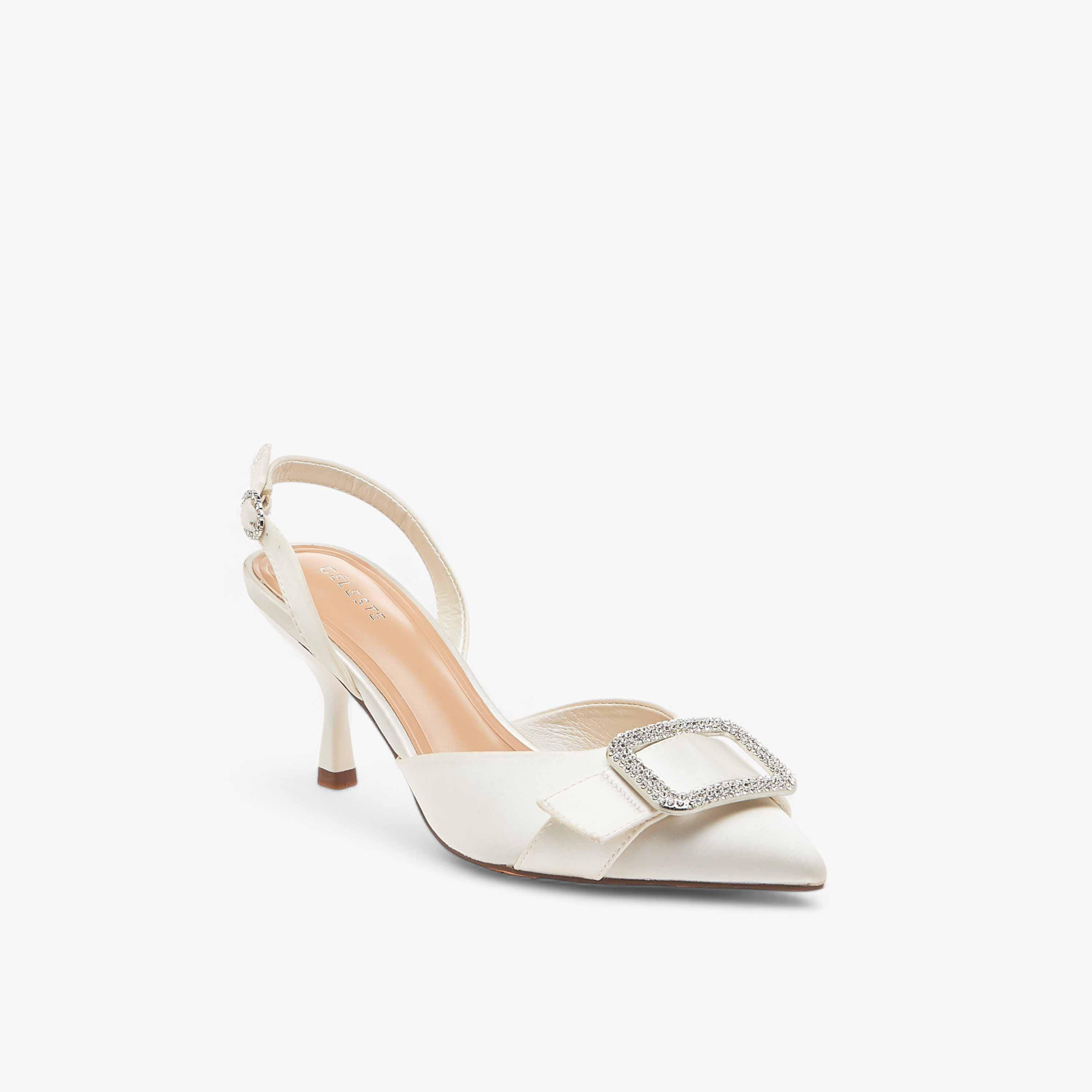 Celeste Women's Embellished Slingback Shoes with Buckle Closure and Stiletto Heels-women-shoes-sandals-heeled-image-2