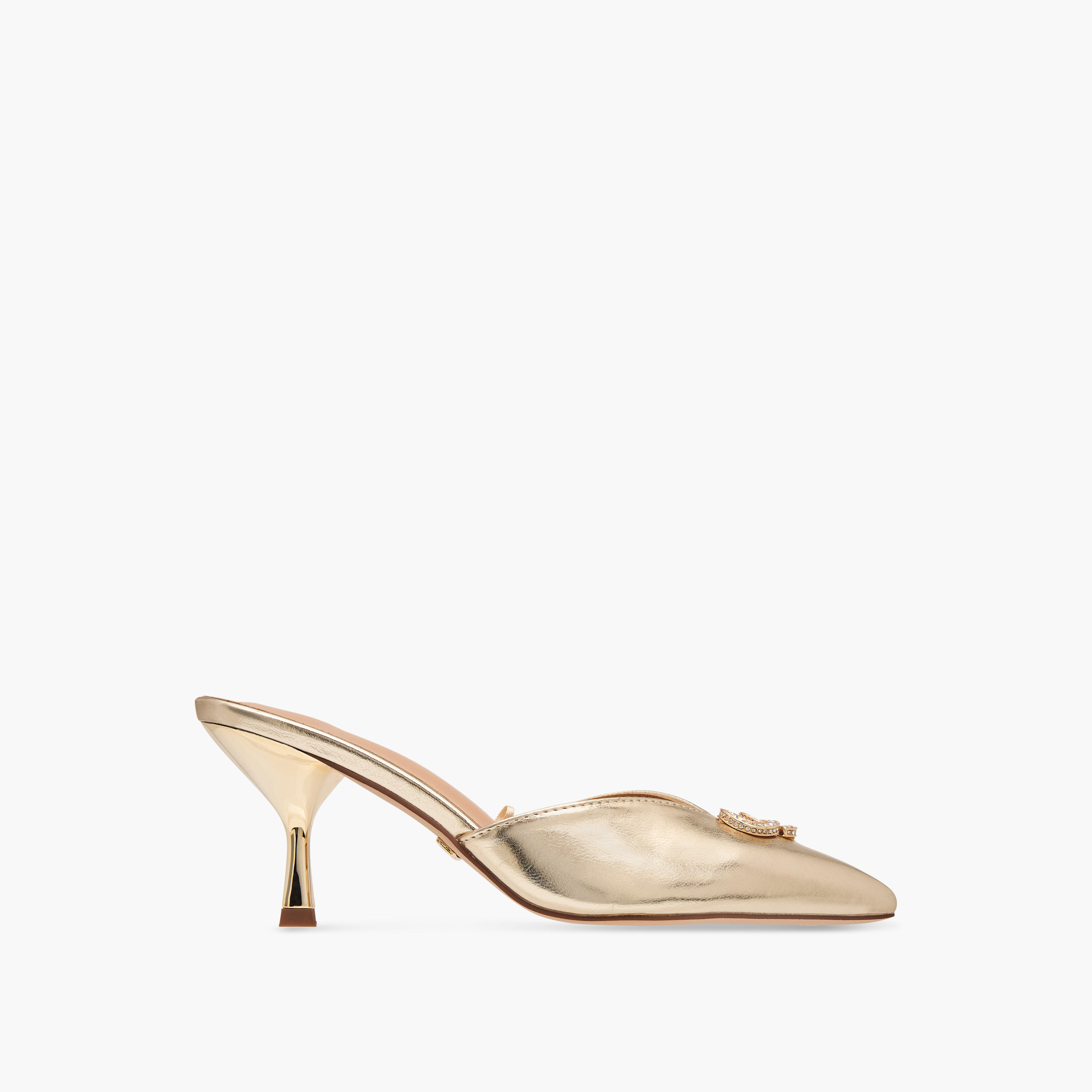 Celeste Women's Logo Embellished Slip-On Pointed Toe Shoes with Stiletto Heels-women-shoes-heels-image-3