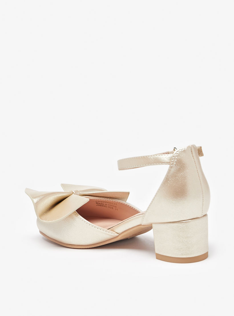 Celeste Girls' Bow Applique Ankle Strap Ballerinas with Block Heels-girls-shoes-sandals-image-2