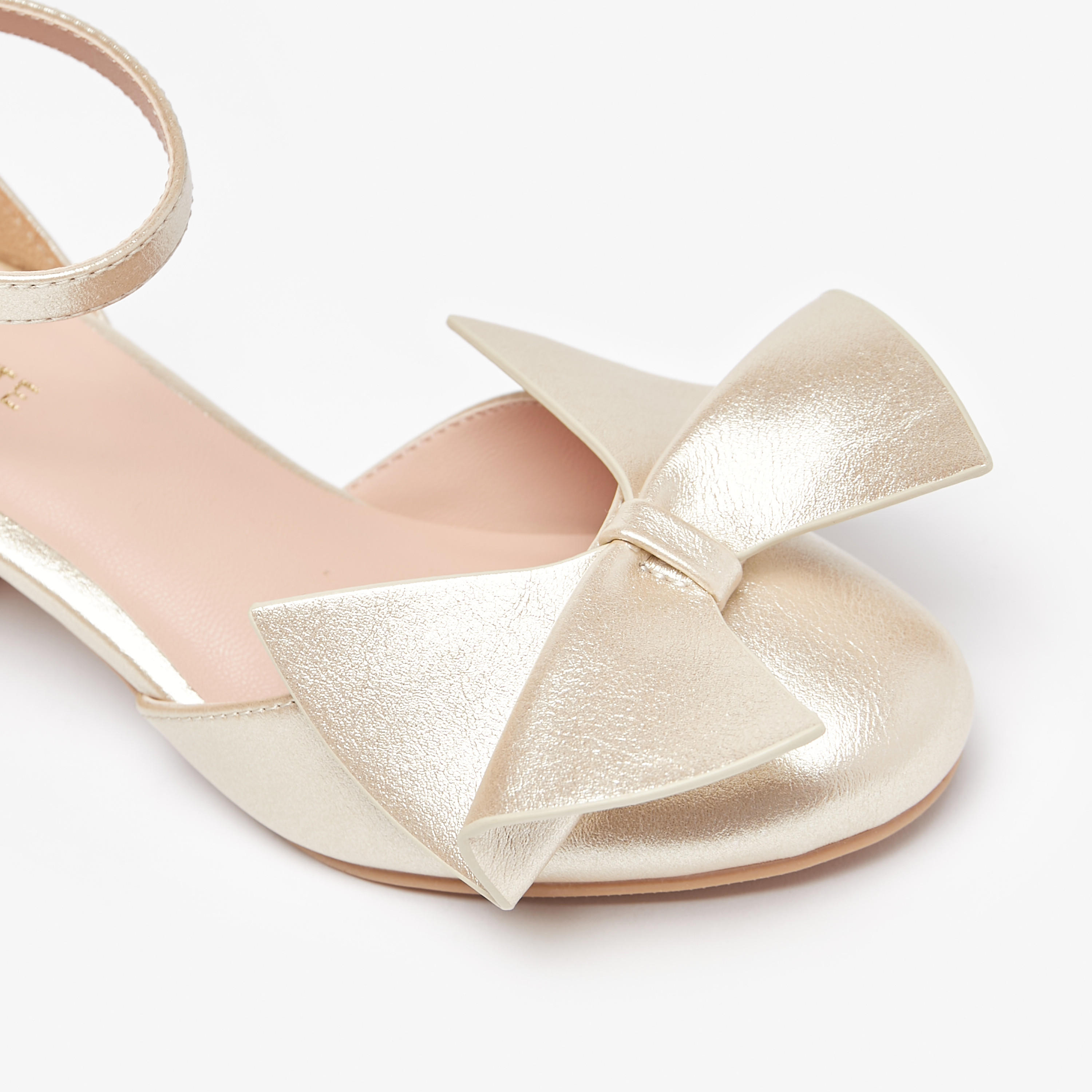 Celeste Girls' Bow Applique Ankle Strap Ballerinas with Block Heels-girls-shoes-sandals-image-5