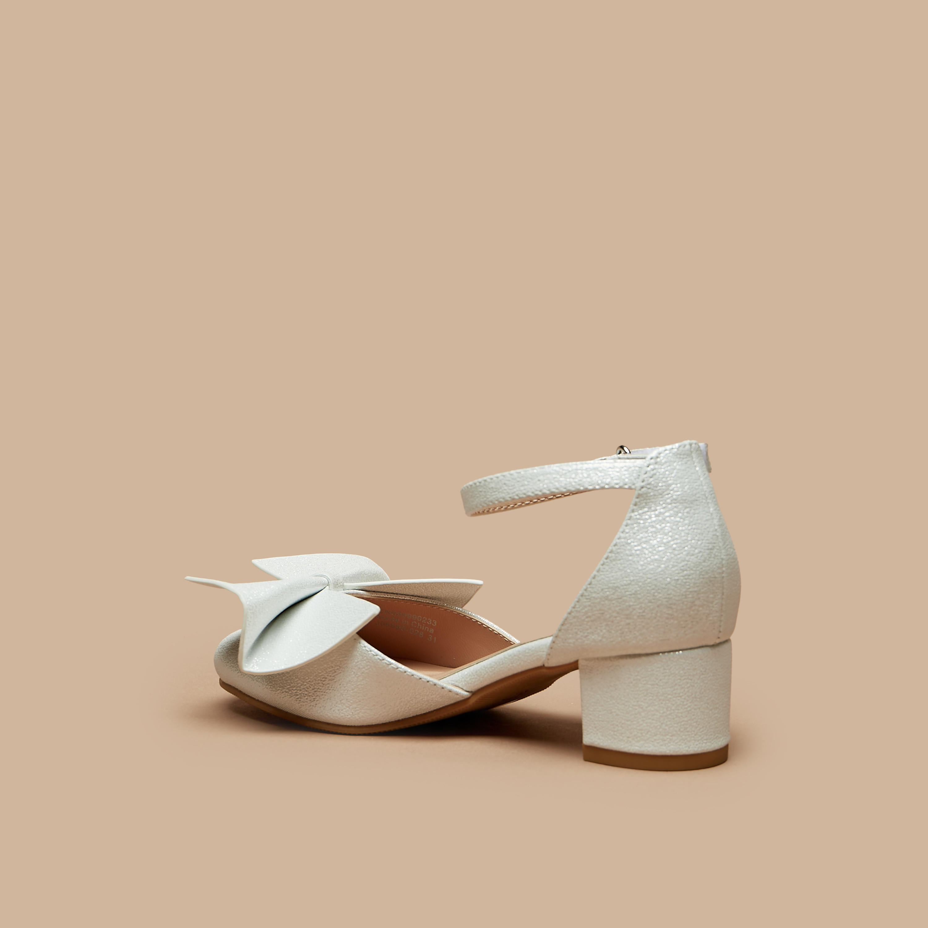 Celeste Girls' Bow Applique Ankle Strap Ballerinas with Block Heels-girls-shoes-sandals-image-2