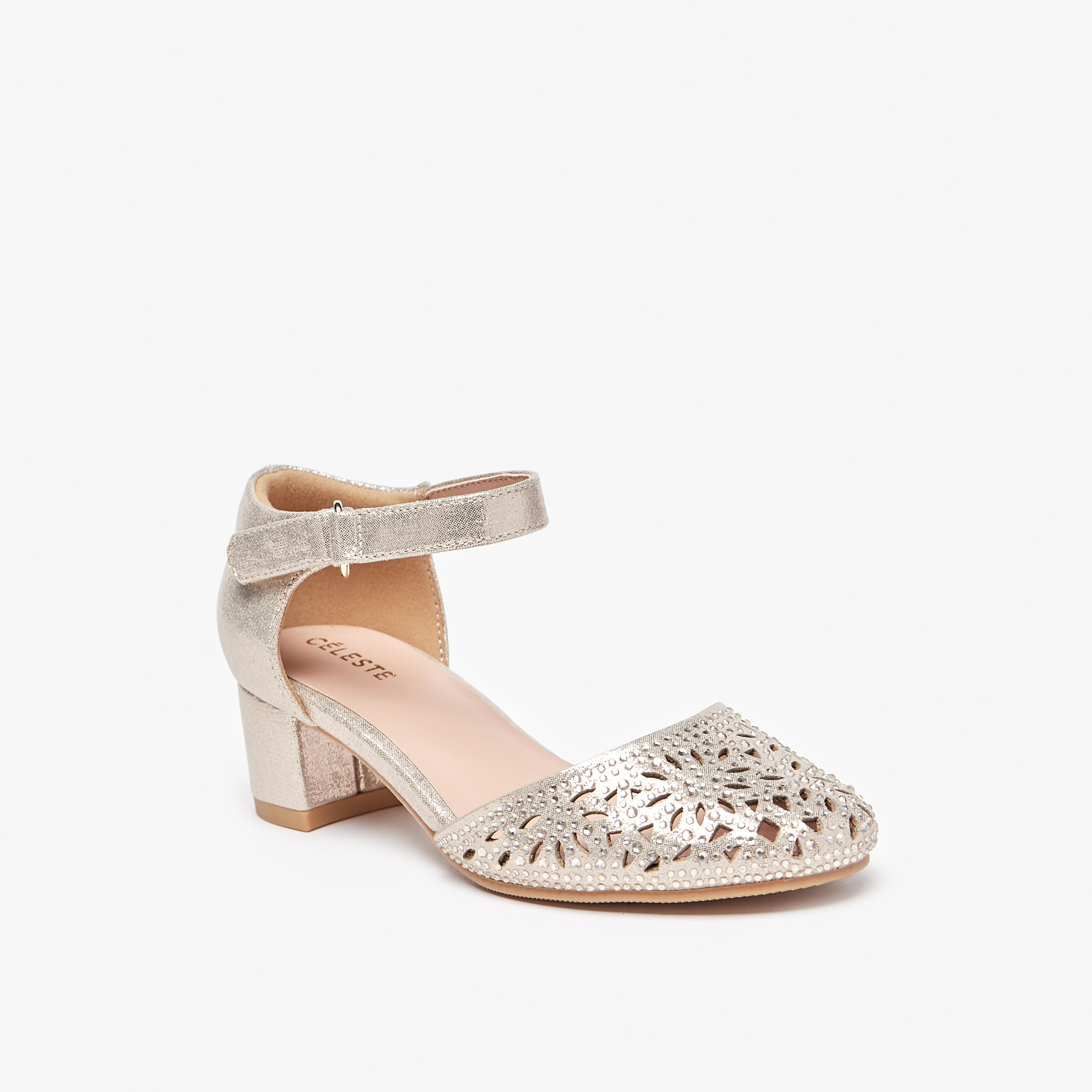 حذاء باليرينا بكعب سميك وتفاصيل مفرغة للبنات من سيليست-girls-shoes-sandals-image-1