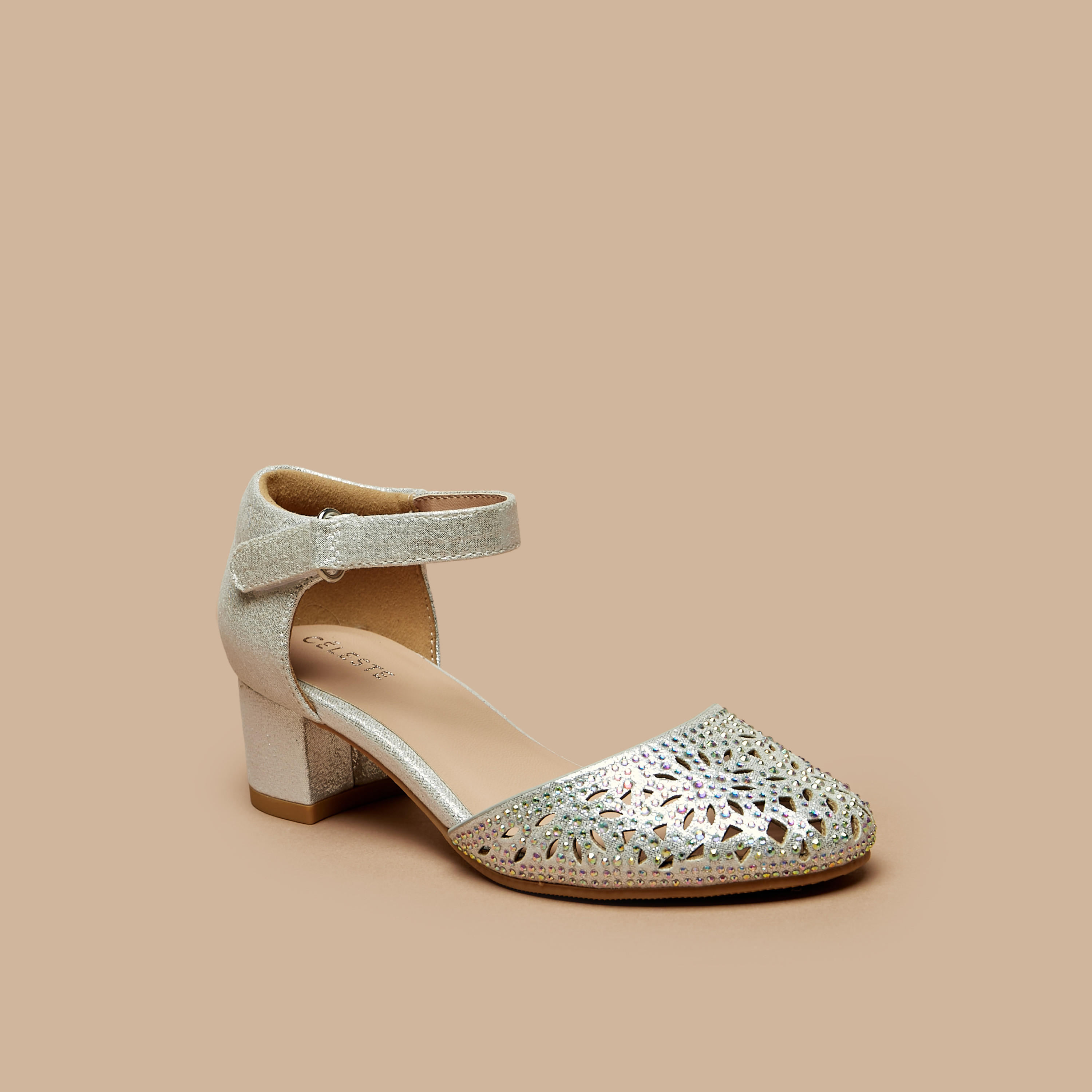 حذاء باليرينا بكعب سميك وتفاصيل مفرغة للبنات من سيليست-girls-shoes-sandals-image-1