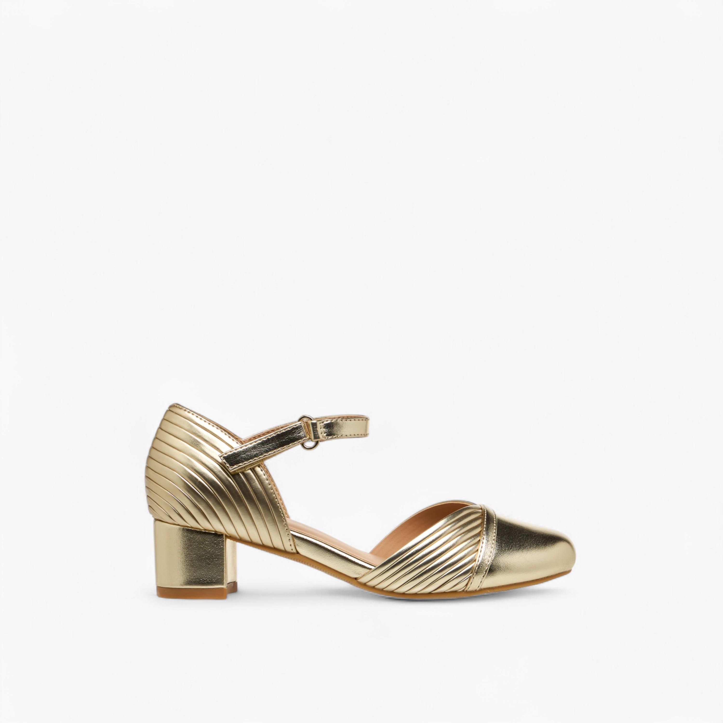 Celeste Girls' Metallic Block Heels Shoes with Hook and Loop Closure-girls-shoes-maryjanes-image-3