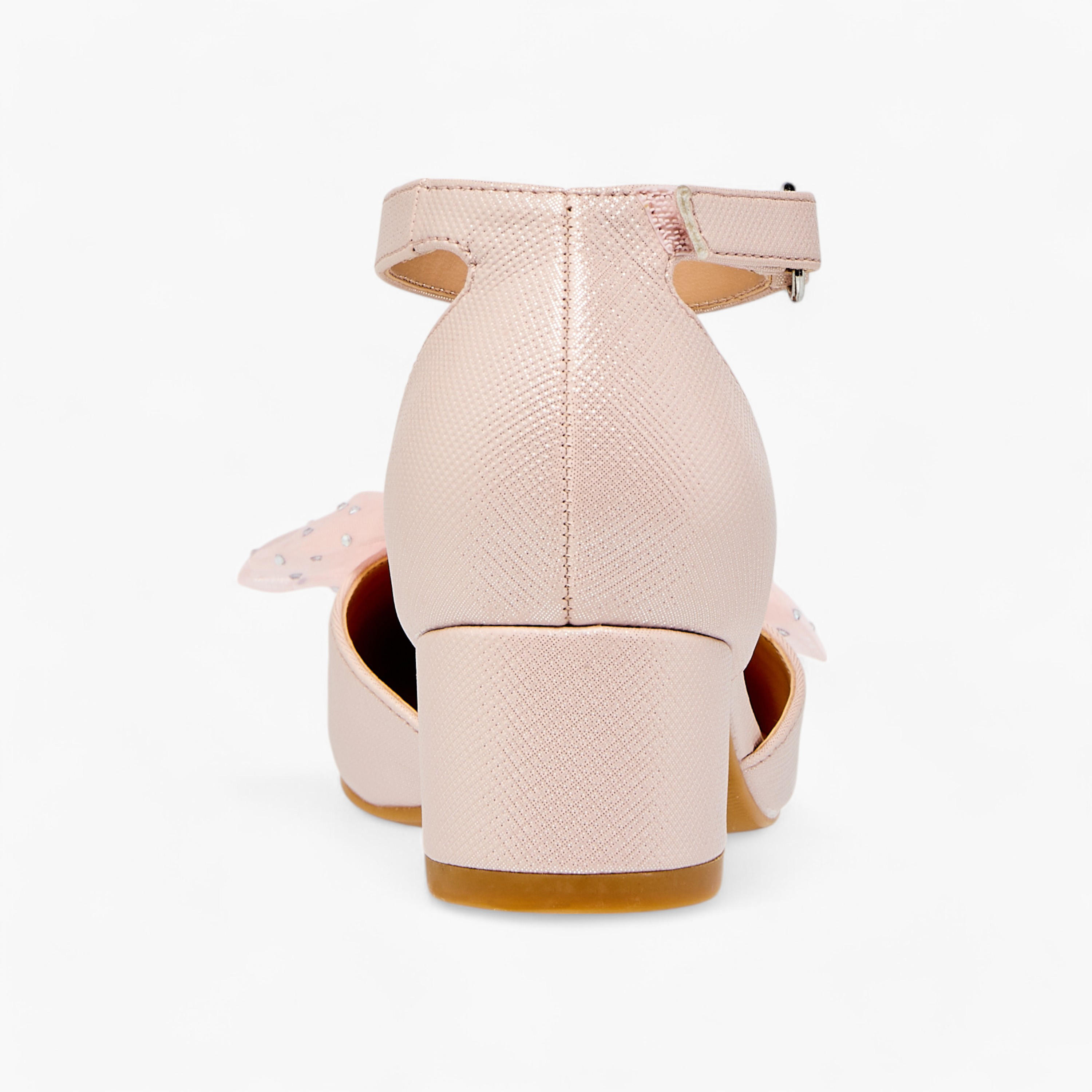 Celeste Girls' Flower Applique Block Heel Shoes with Hook and Loop Closure-girls-shoes-sandals-image-5