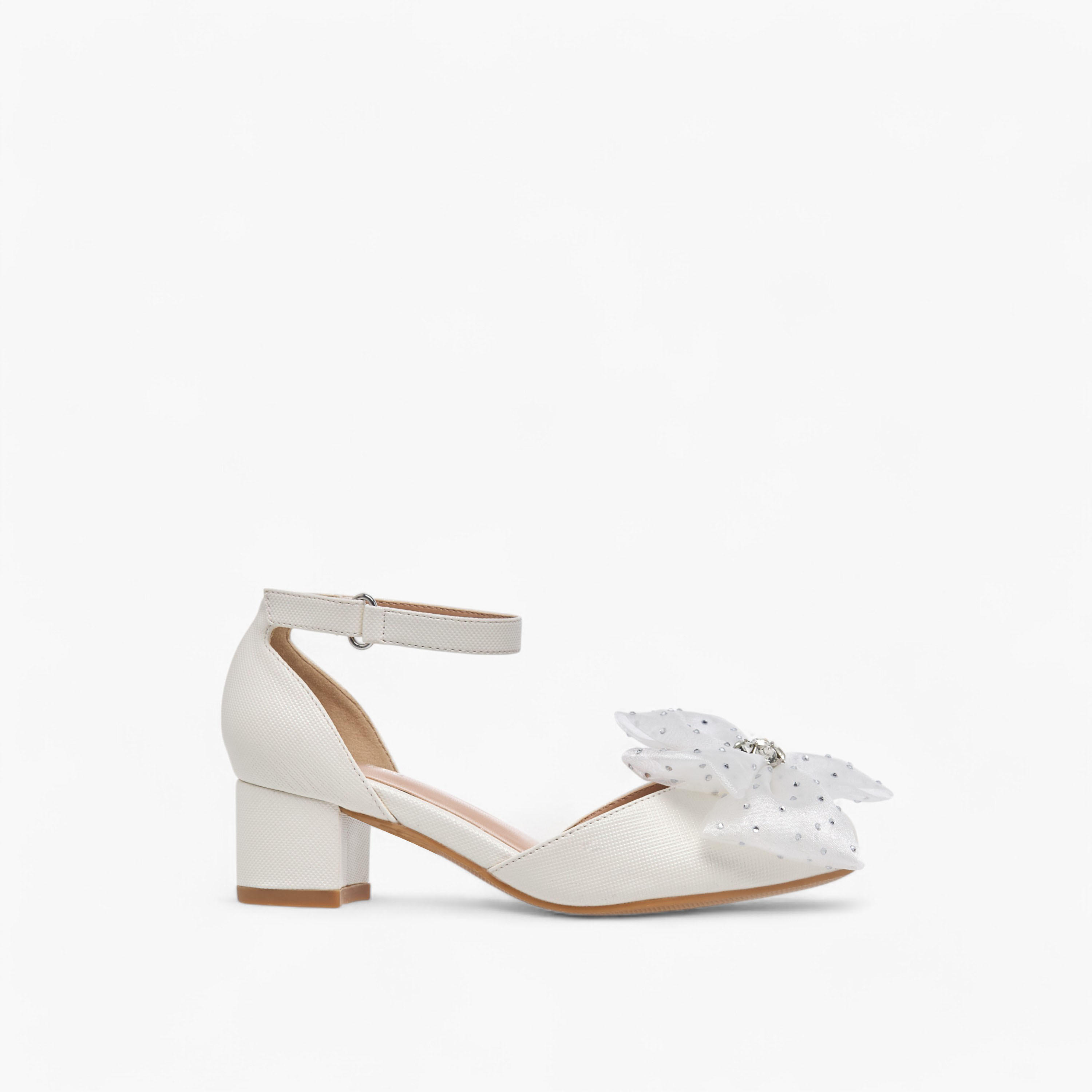 Celeste Girls' Flower Applique Block Heel Shoes with Hook and Loop Closure-girls-shoes-sandals-image-3