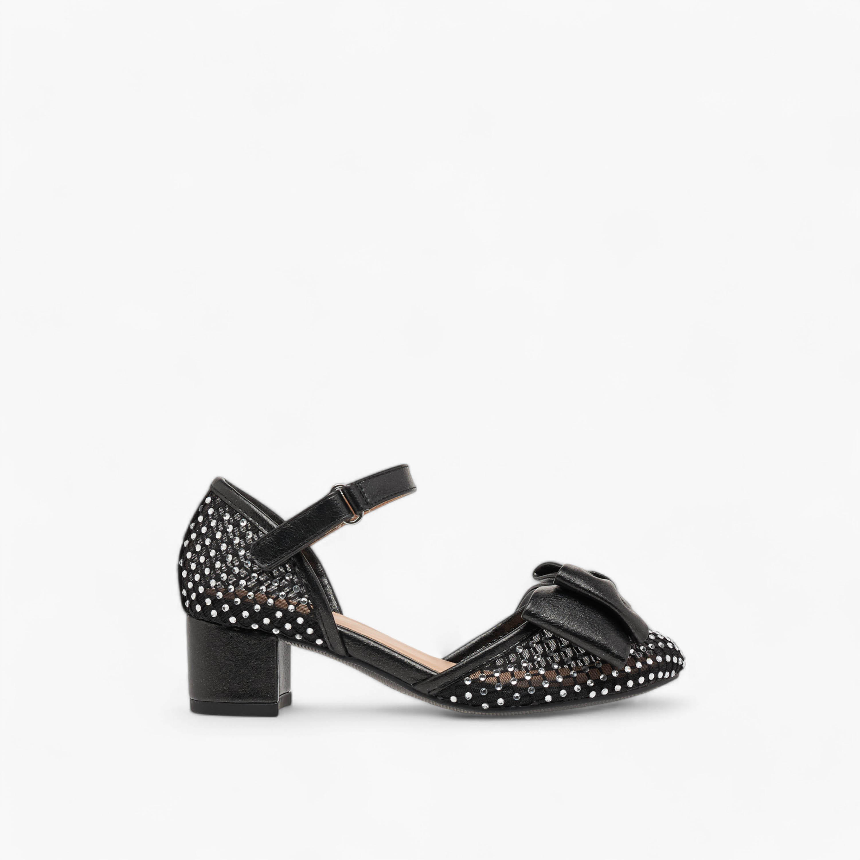 Celeste Girls Bow Accent Block Heel Shoes with Hook and Loop Closure-girls-shoes-ballerinas-image-3