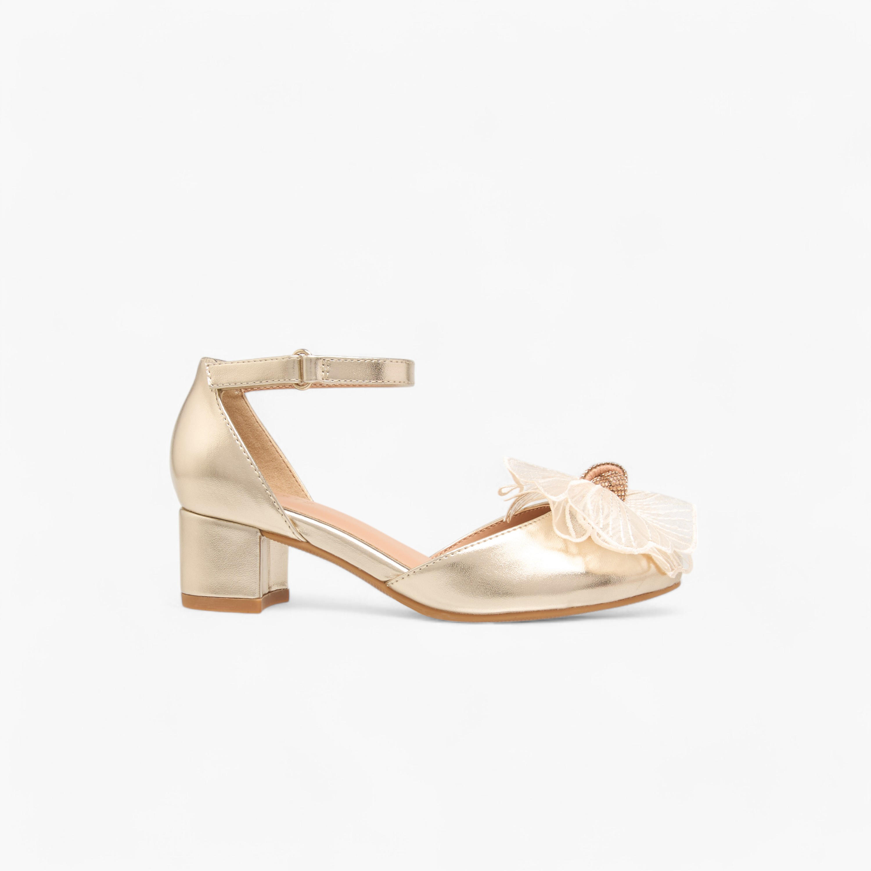 Celeste Girls' Floral Embellished Shoes with Hook and Loop Closure-girls-shoes-sandals-image-3