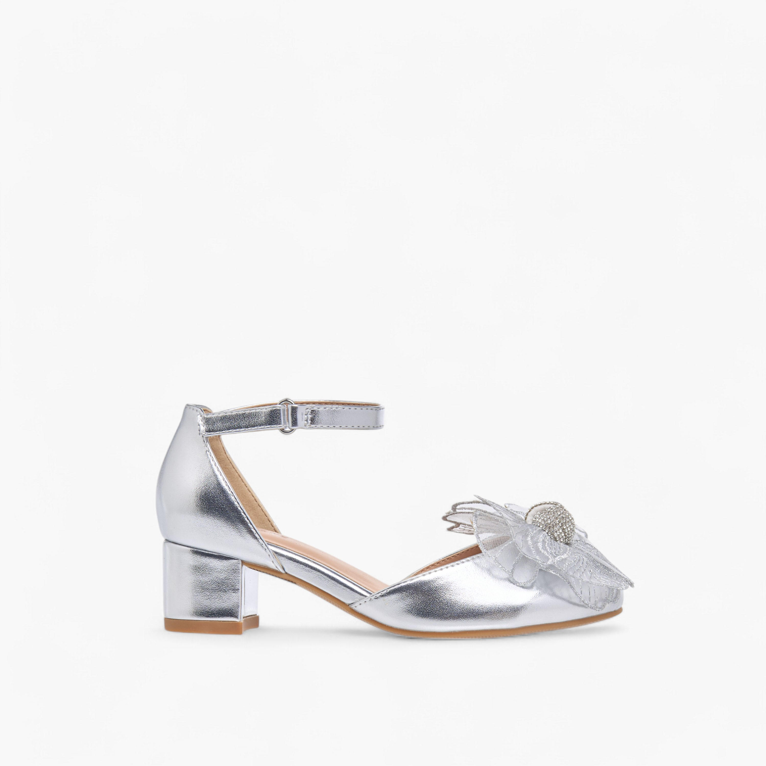 Celeste Girls' Floral Embellished Shoes with Hook and Loop Closure-girls-shoes-sandals-image-3