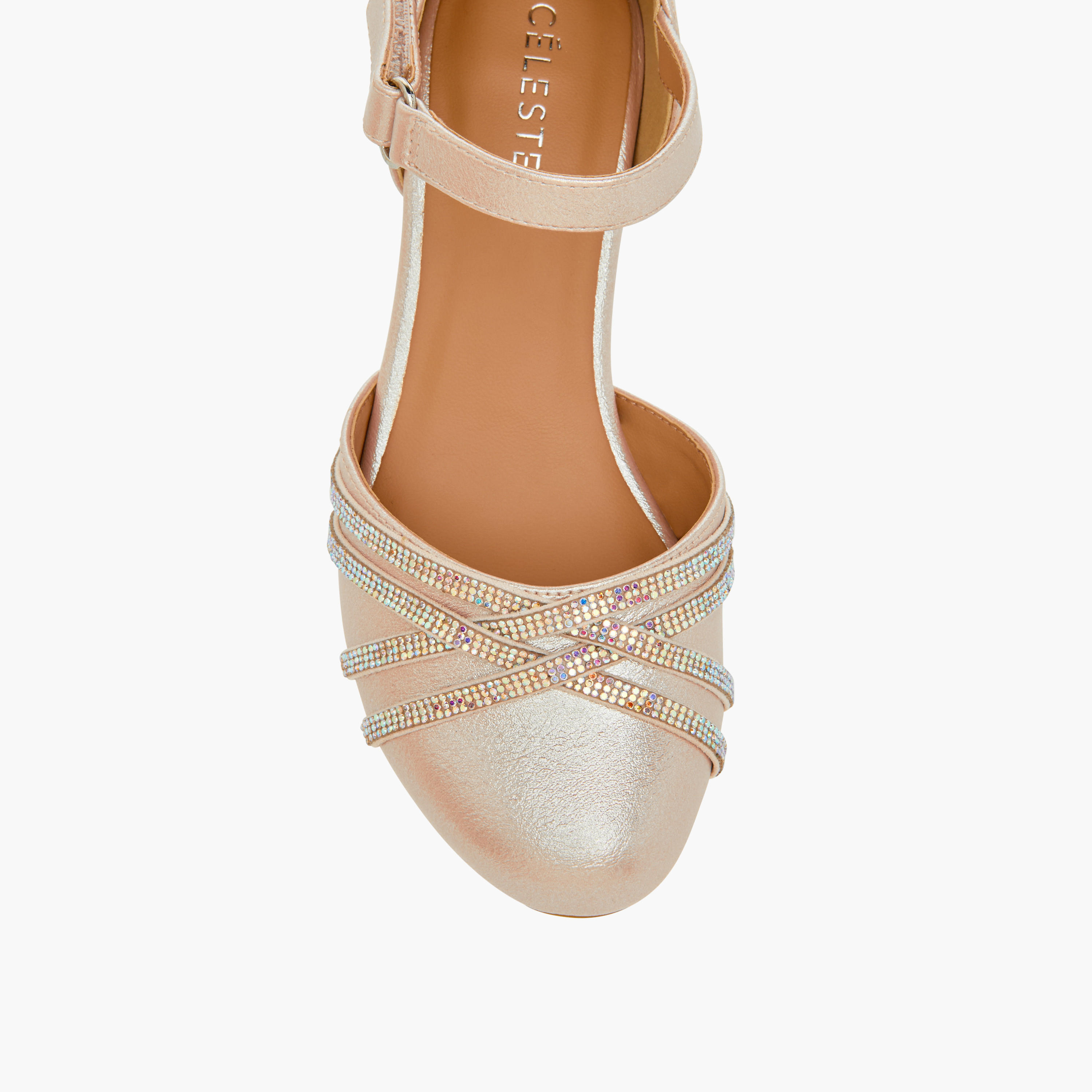 Celeste Girls Embellished Block Heel Shoes with Hook and Loop Closure-girls-shoes-ballerinas-image-4