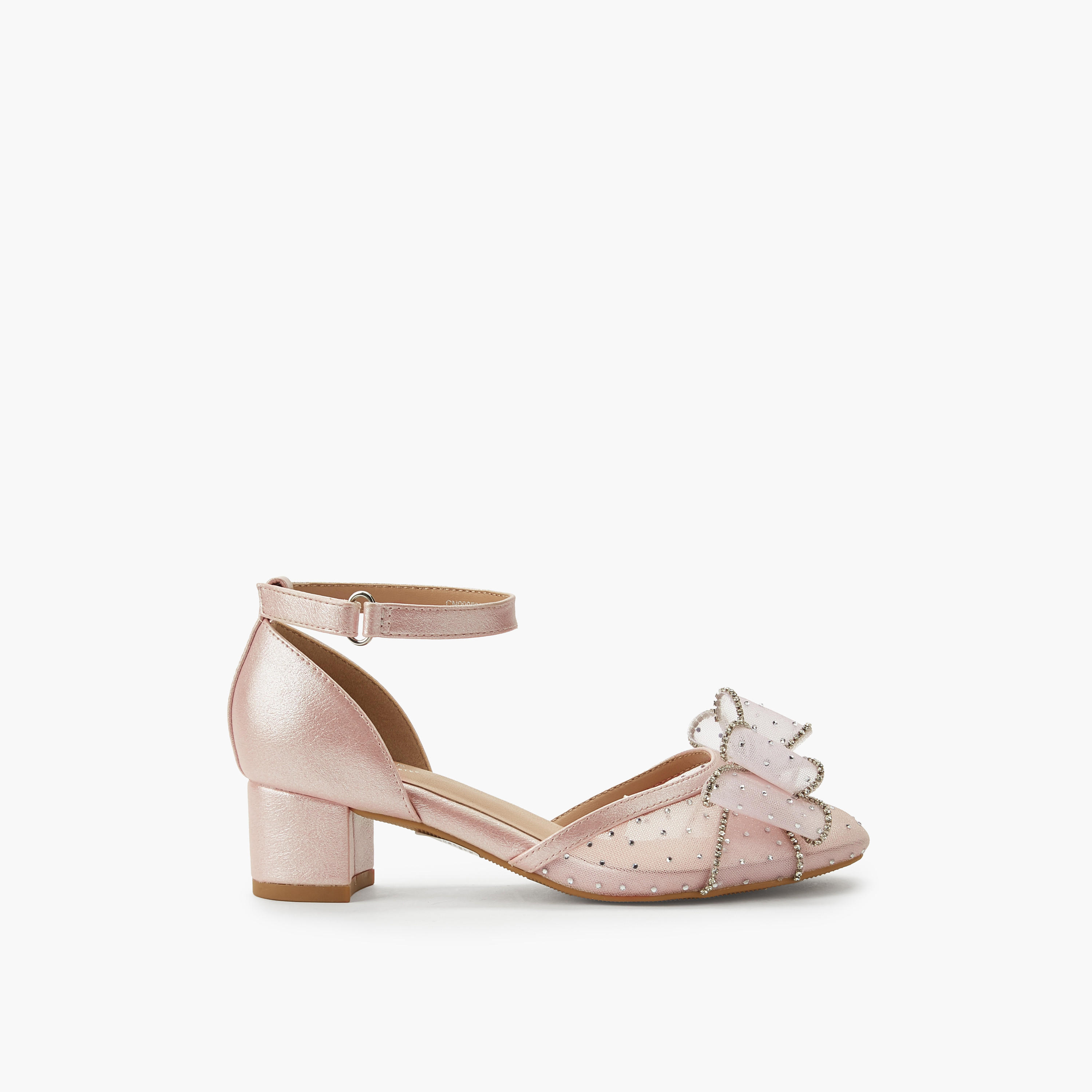 Celeste Girls Bow Embellished Block Heel Shoes-girls-shoes-sandals-image-3