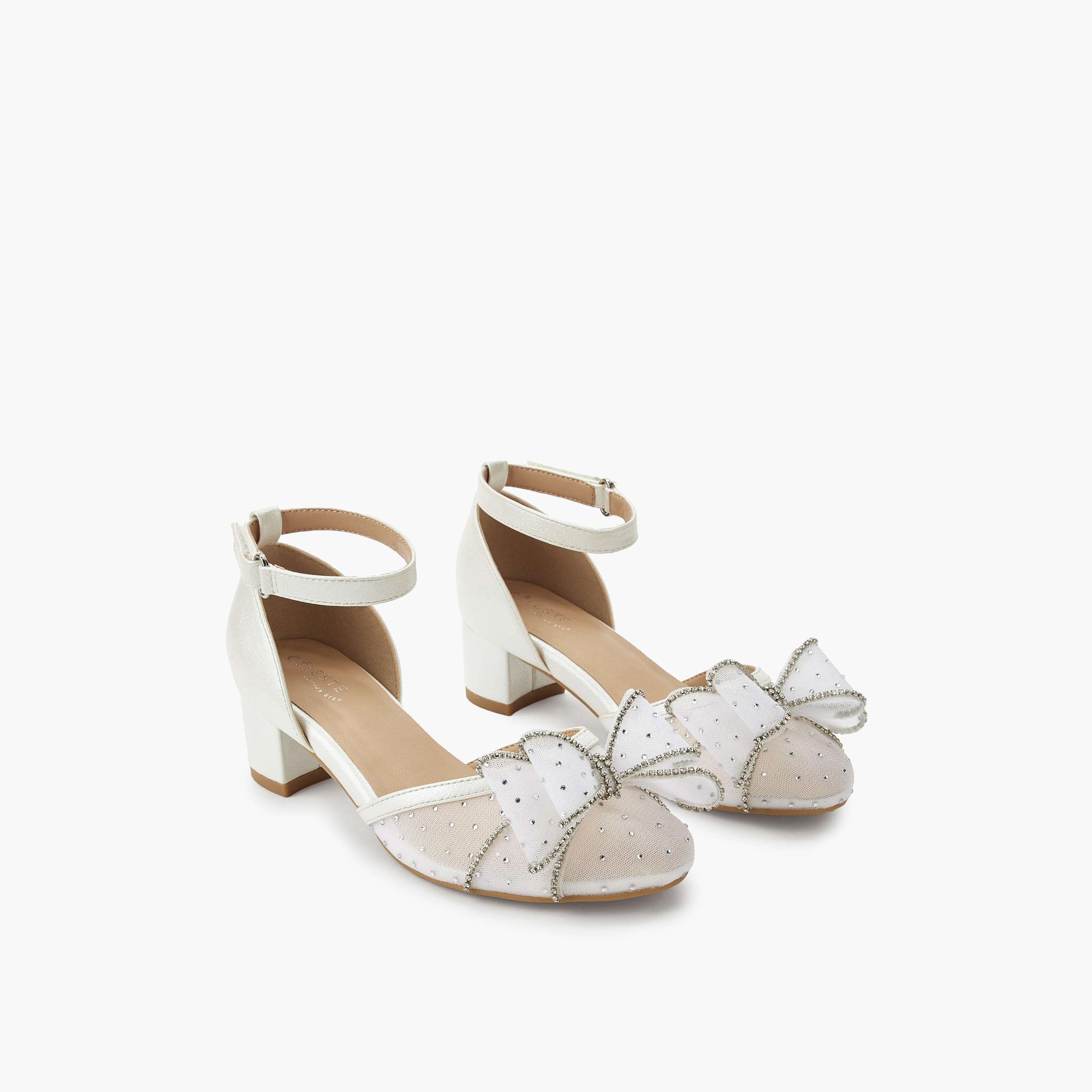 Celeste Girls Bow Embellished Block Heel Shoes-girls-shoes-sandals-image-1