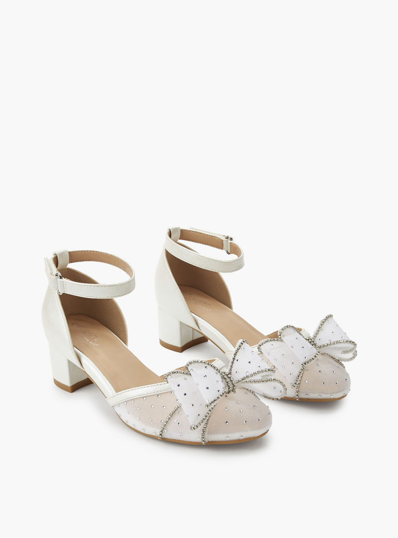 Celeste Girls Bow Embellished Block Heel Shoes-girls-shoes-sandals-image-1