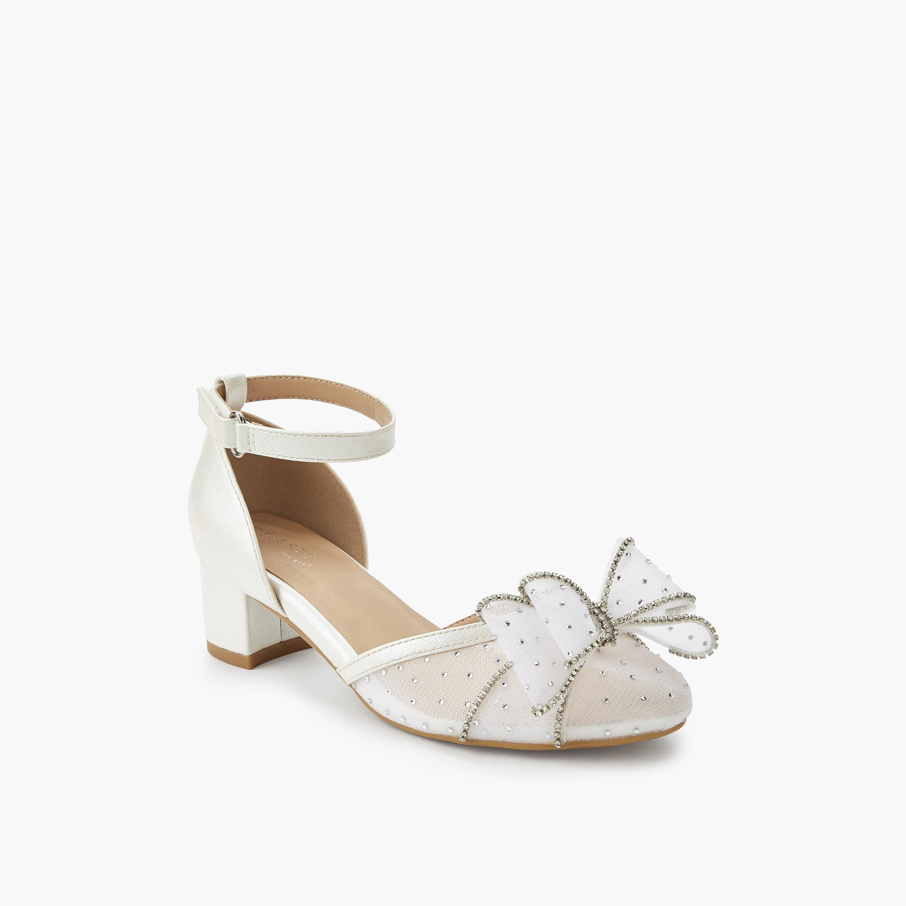 Celeste Girls Bow Embellished Block Heel Shoes-girls-shoes-sandals-image-2