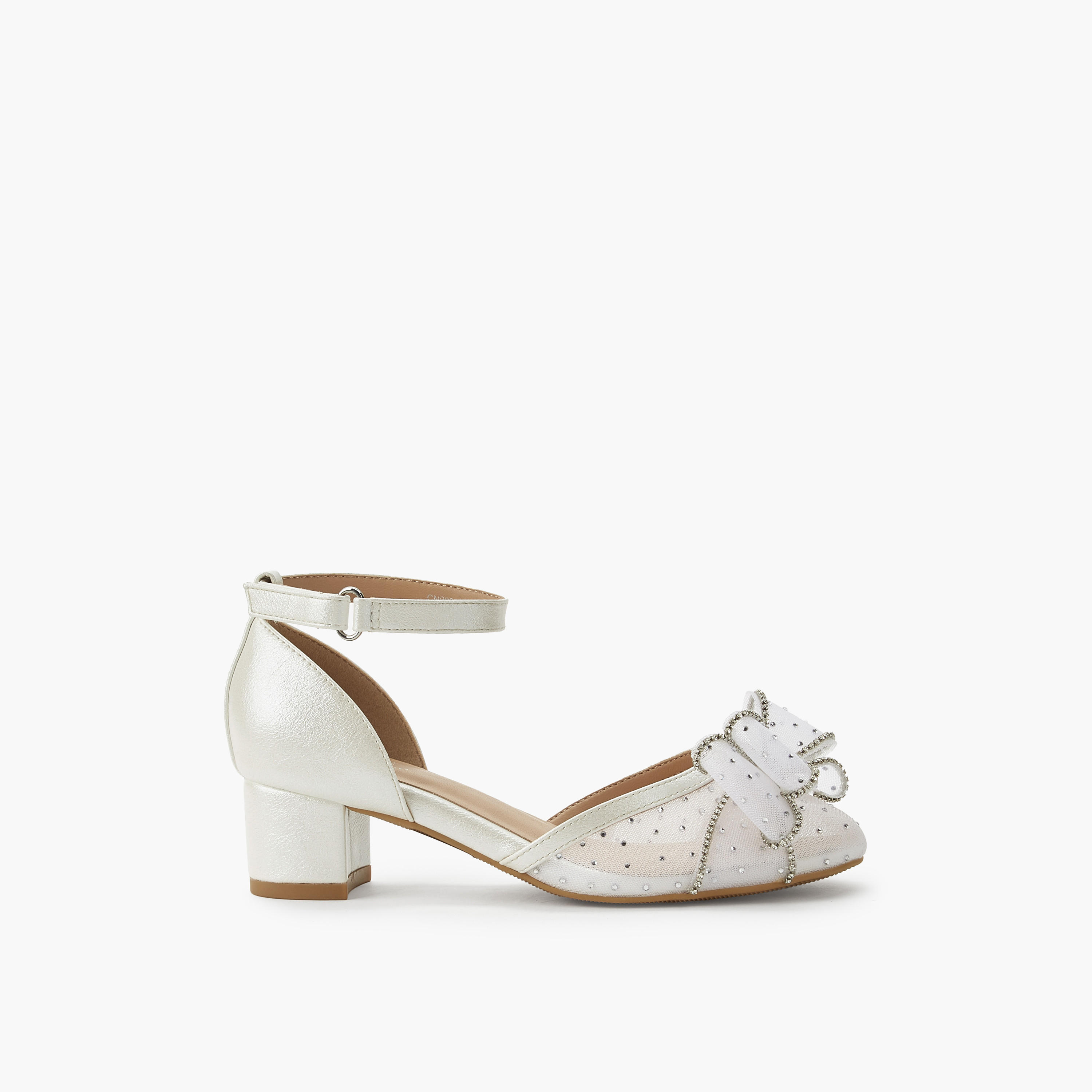 Celeste Girls Bow Embellished Block Heel Shoes-girls-shoes-sandals-image-3