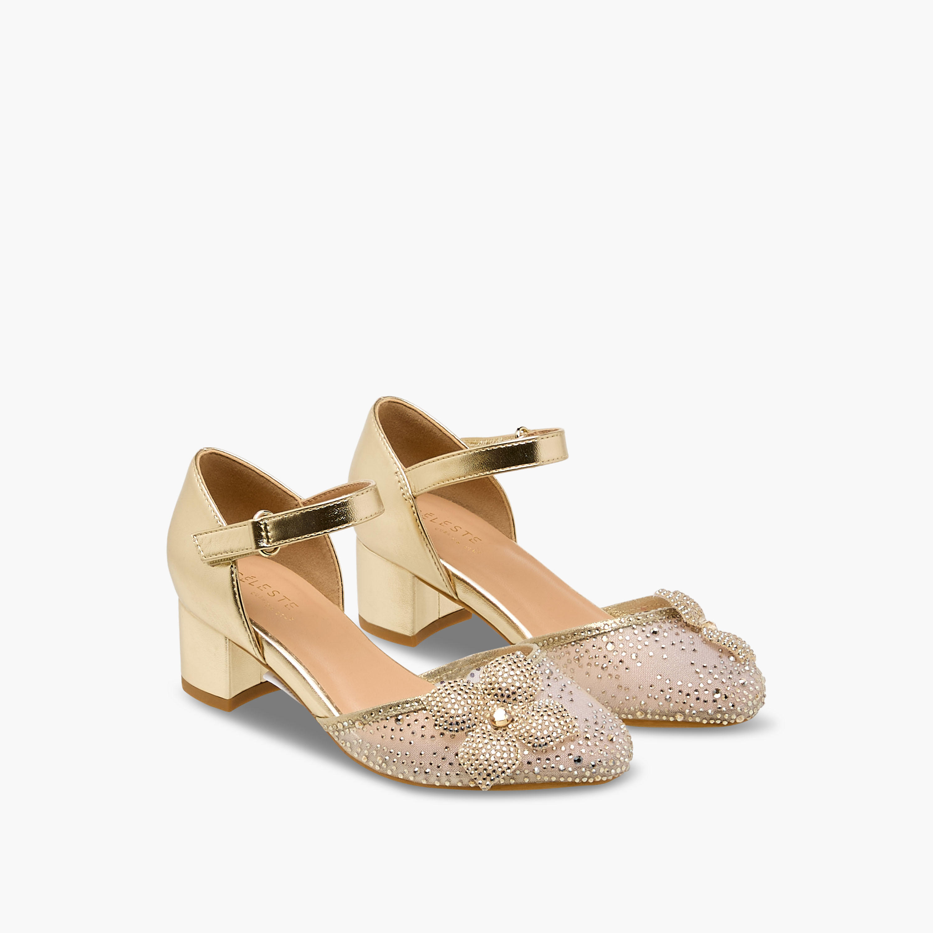 Celeste Girls Floral Embellished Block Heel Sandals-girls-shoes-sandals-image-1