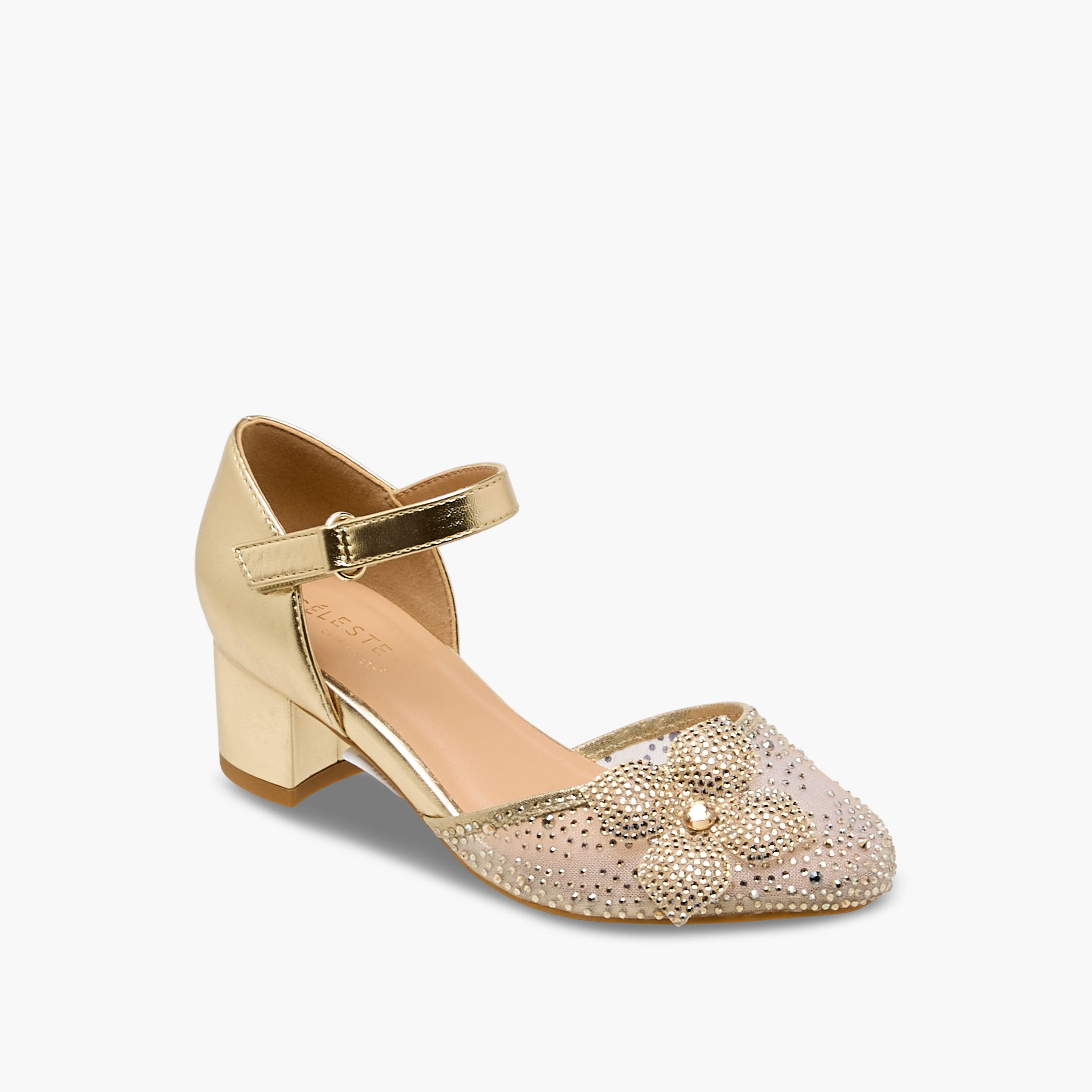 Celeste Girls Floral Embellished Block Heel Sandals-girls-shoes-sandals-image-3