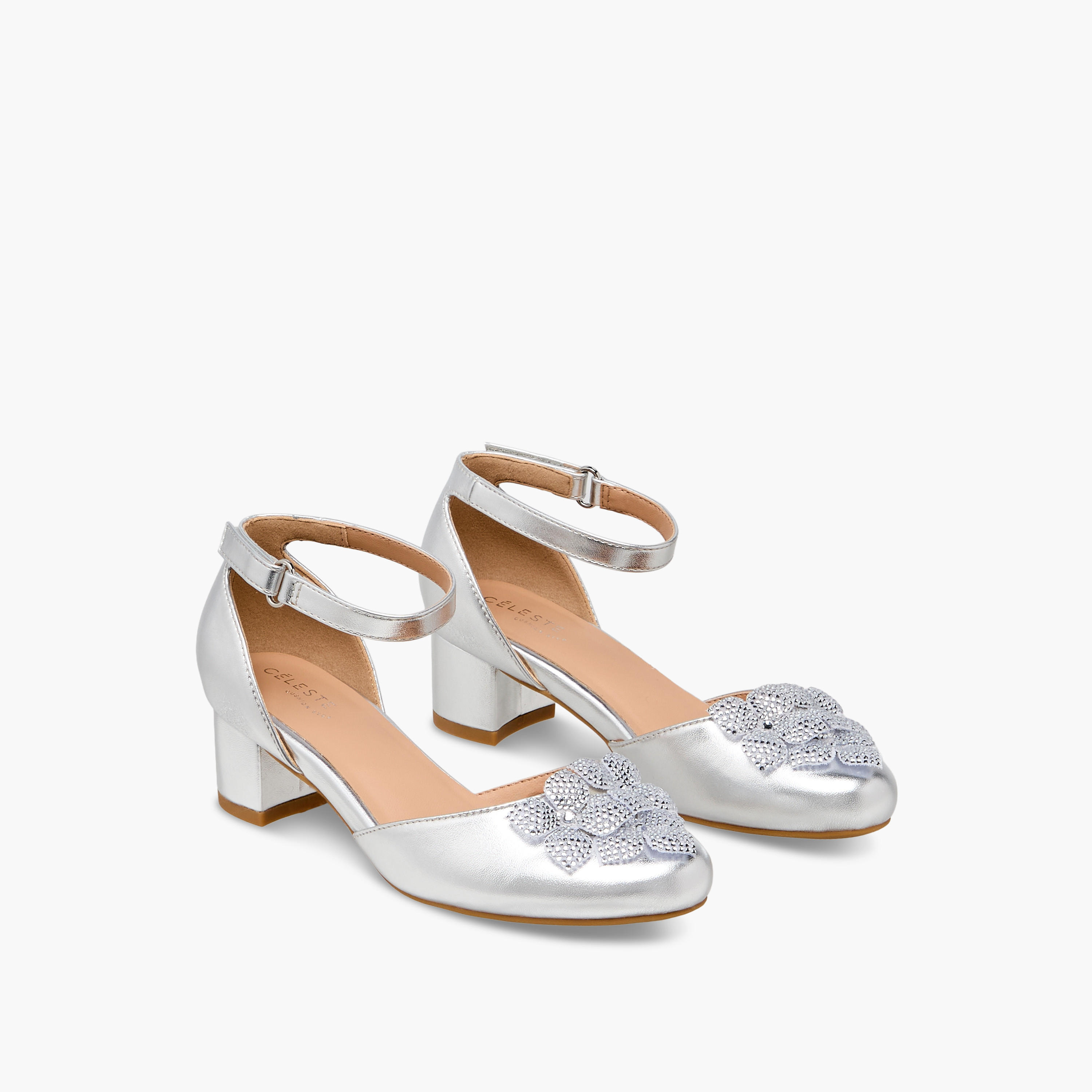 Celeste Girls Floral Embellished Shoes-girls-shoes-sandals-image-1