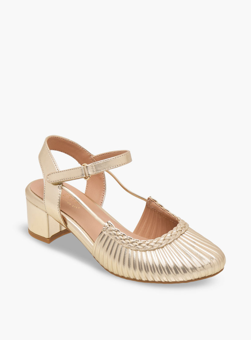 Celeste Girls Textured Block Heels Shoes-girls-shoes-sandals-image-2