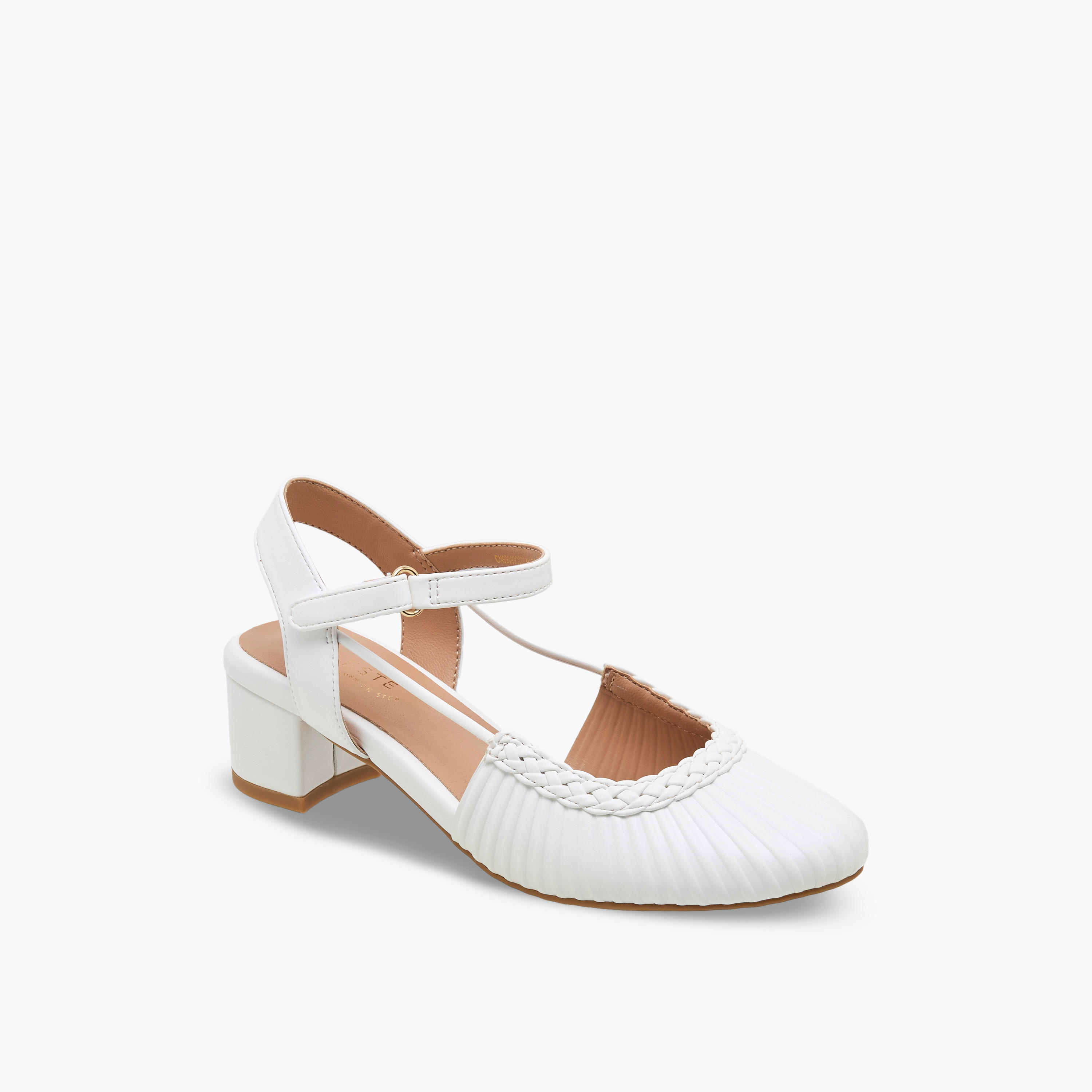Celeste Girls Textured Block Heels Shoes-girls-shoes-sandals-image-2