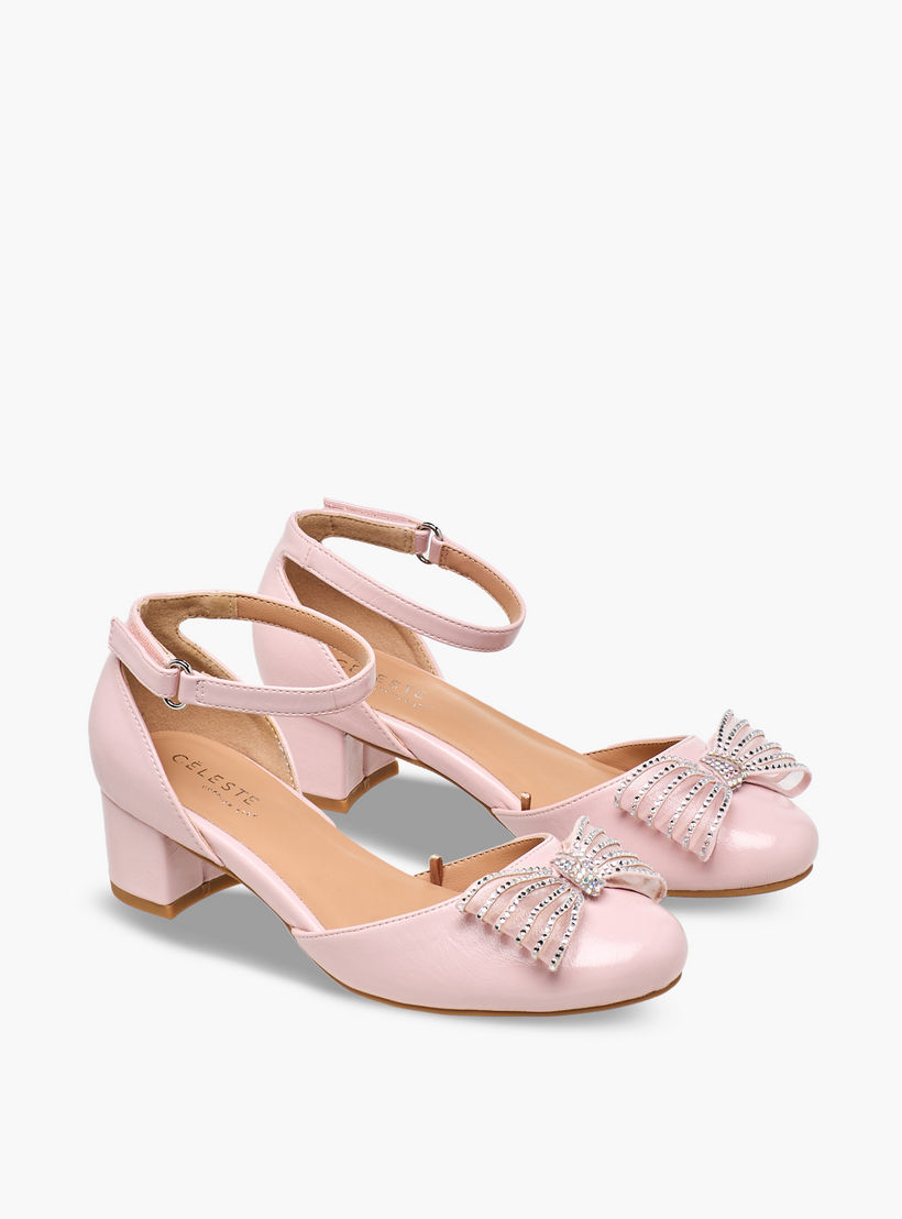 Celeste Girls Bow Embellished Block Heel Sandals-girls-shoes-sandals-image-1