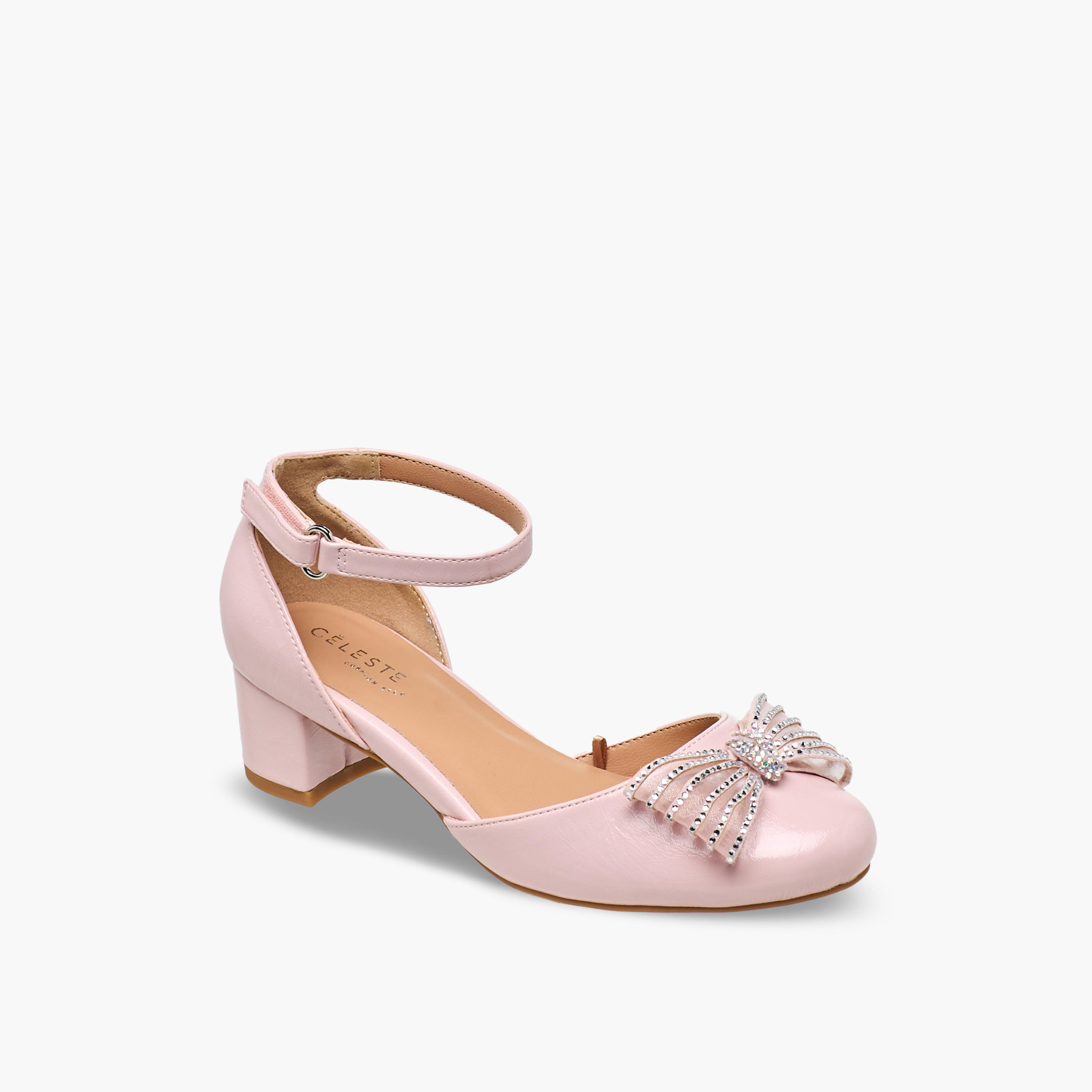 Celeste Girls Bow Embellished Block Heel Sandals-girls-shoes-sandals-image-2