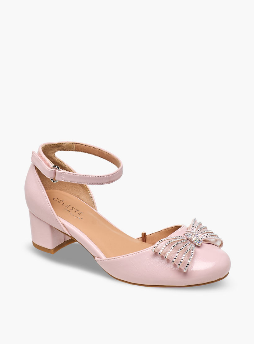 Celeste Girls Bow Embellished Block Heel Sandals-girls-shoes-sandals-image-2