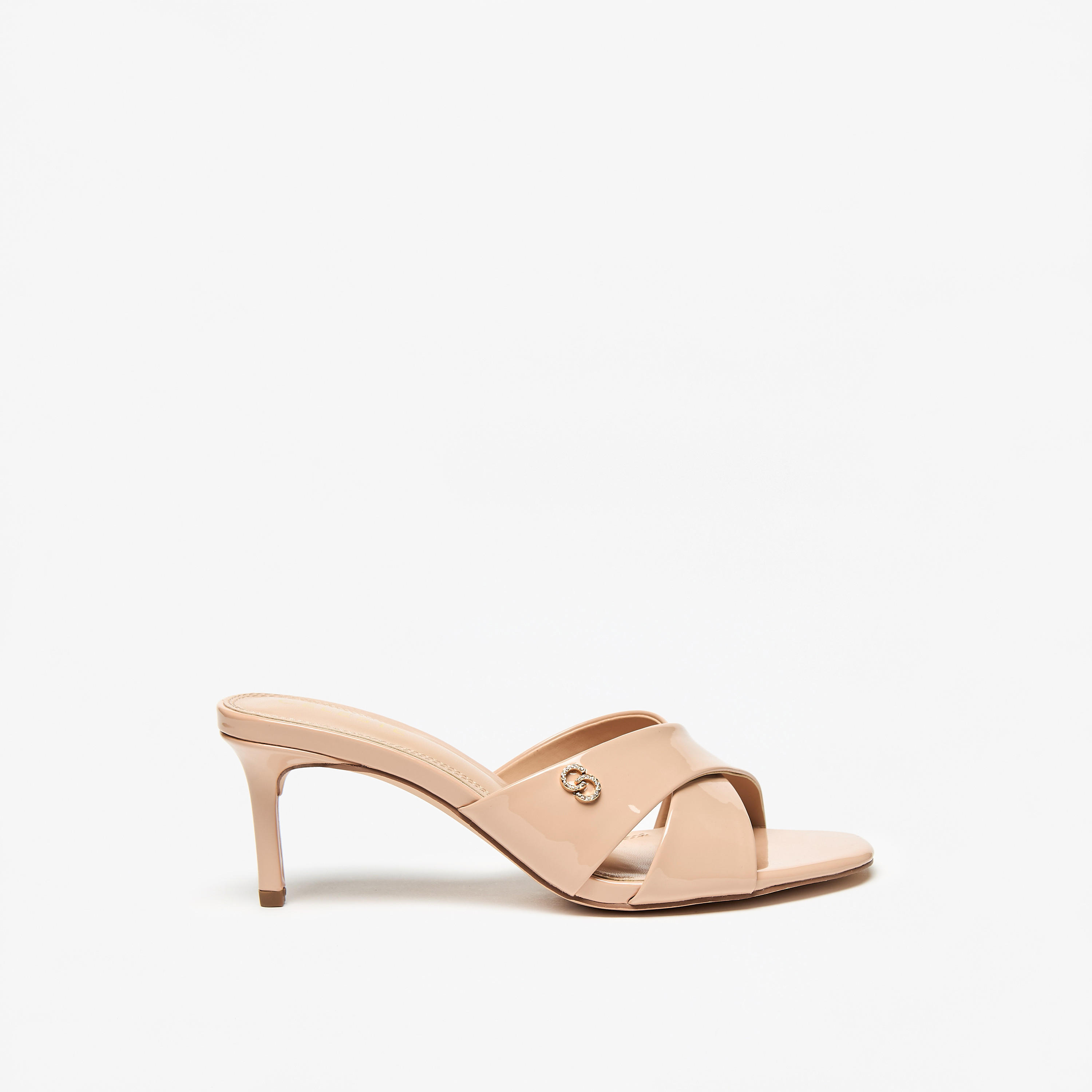 Celeste Women's Solid Slip-On Sandals with Stiletto Heels and Logo Accent-women-shoes-heels-image-4
