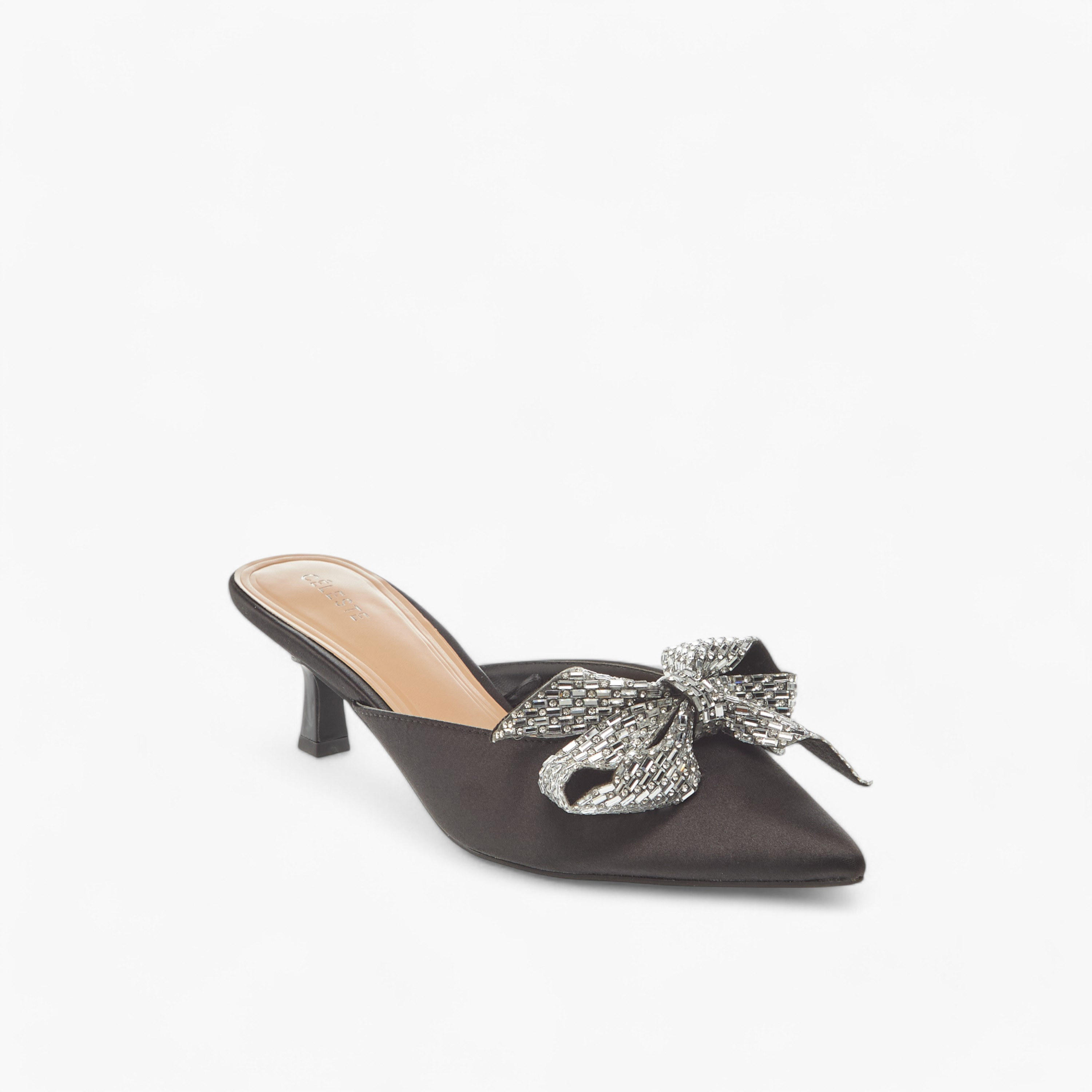 Celeste Women's Bow Embellished Slip-On Shoes with Kitten Heels-women-shoes-heels-image-2