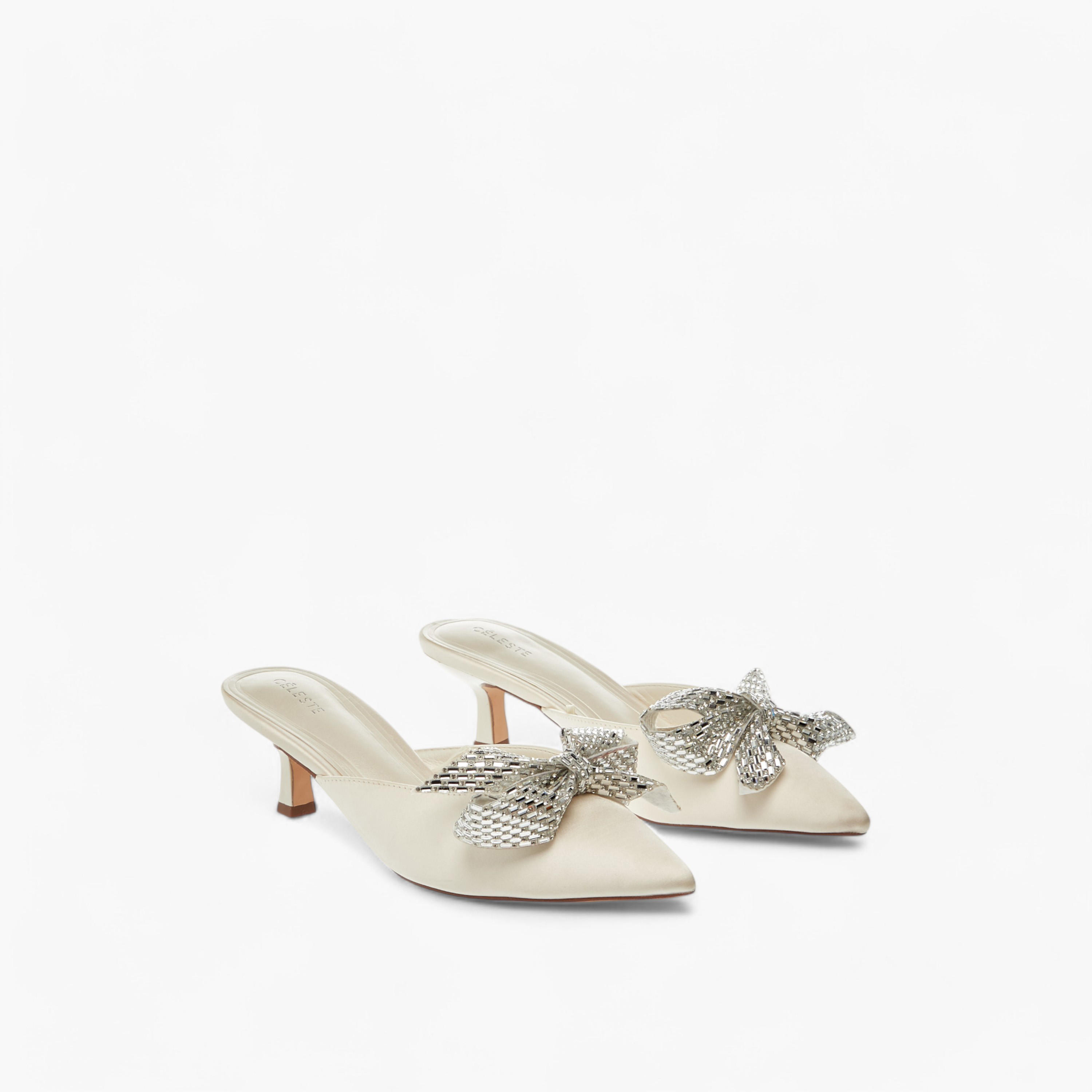 Celeste Women's Bow Embellished Slip-On Shoes with Kitten Heels-women-shoes-heels-image-1