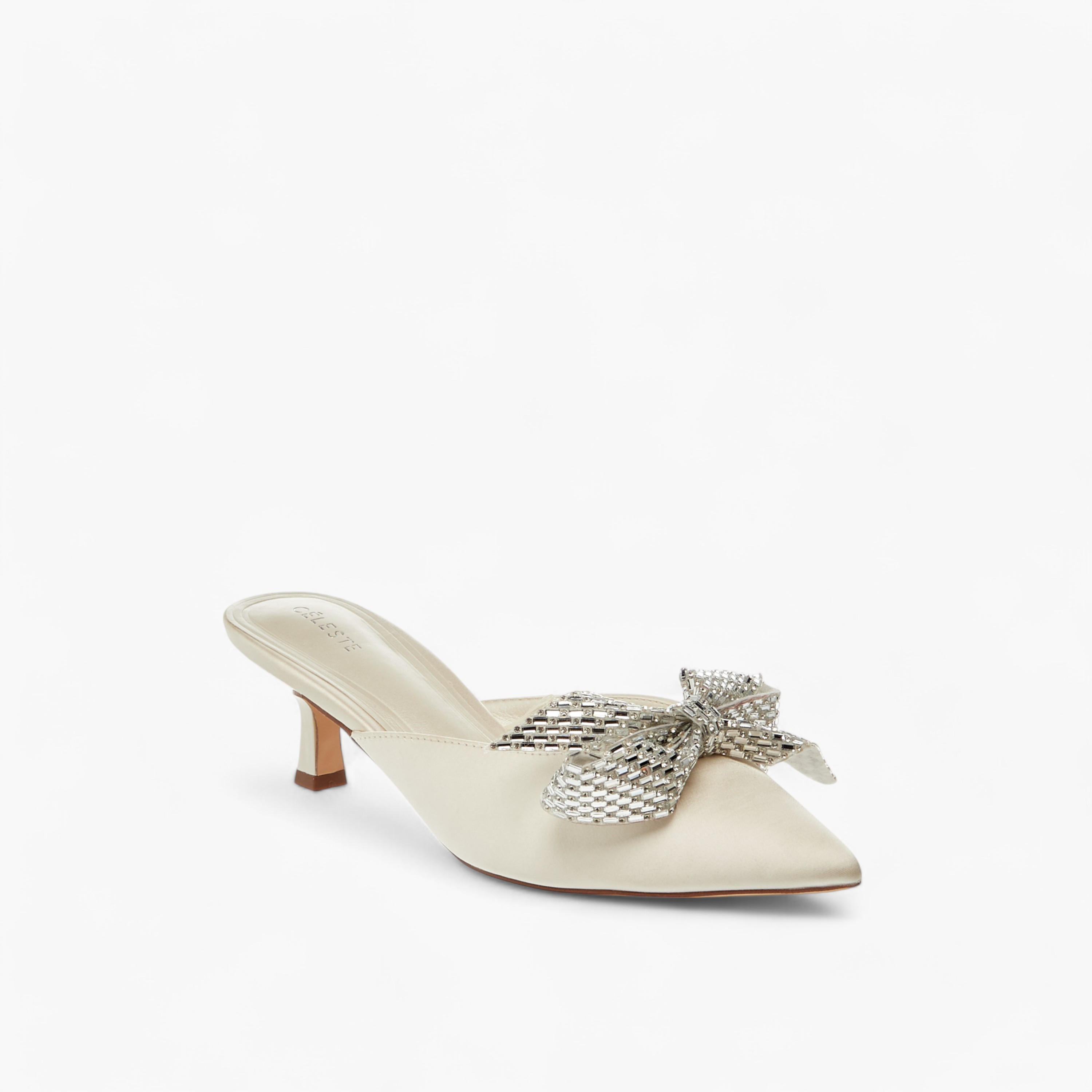 Celeste Women's Bow Embellished Slip-On Shoes with Kitten Heels-women-shoes-heels-image-2