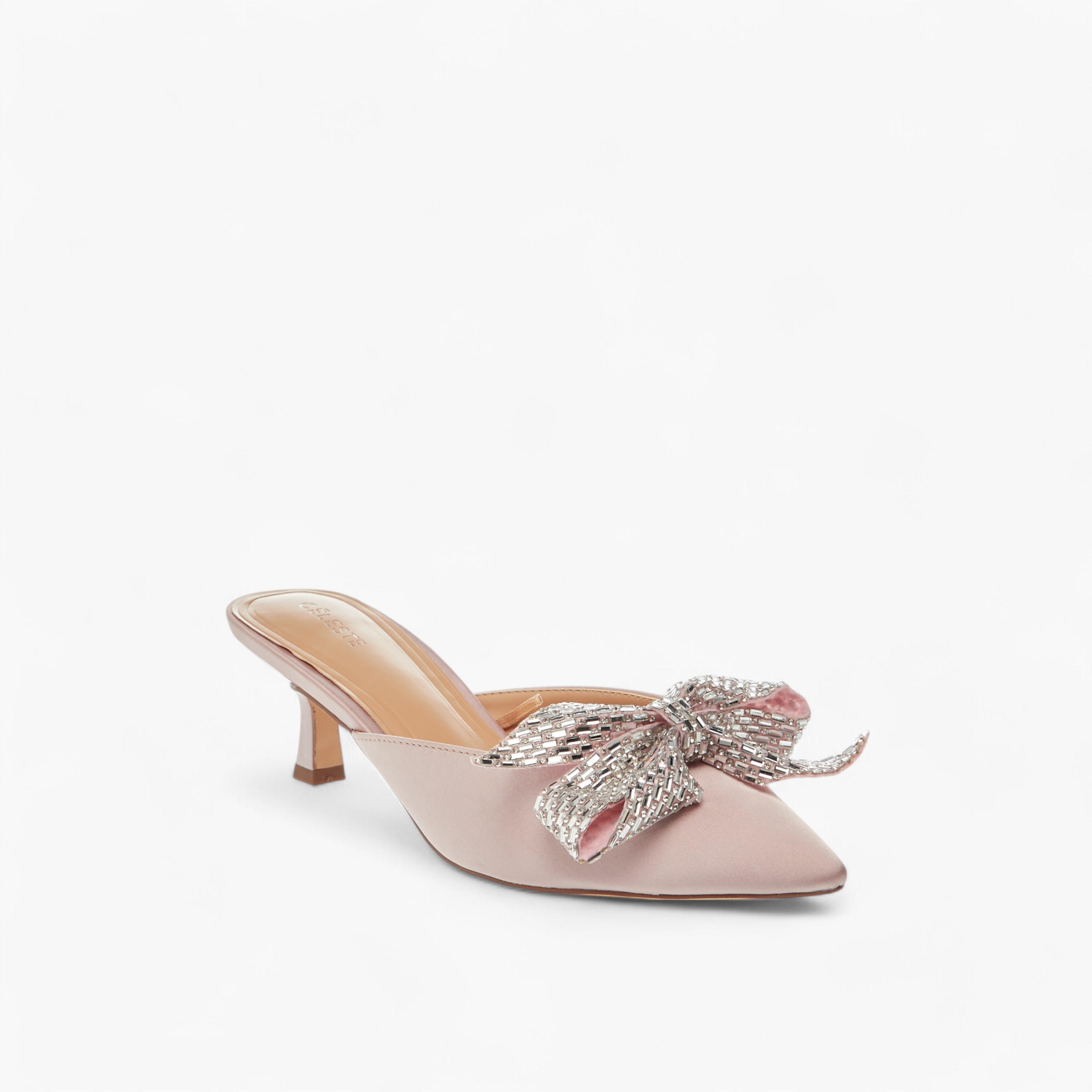 Celeste Women's Bow Embellished Slip-On Shoes with Kitten Heels-women-shoes-heels-image-2