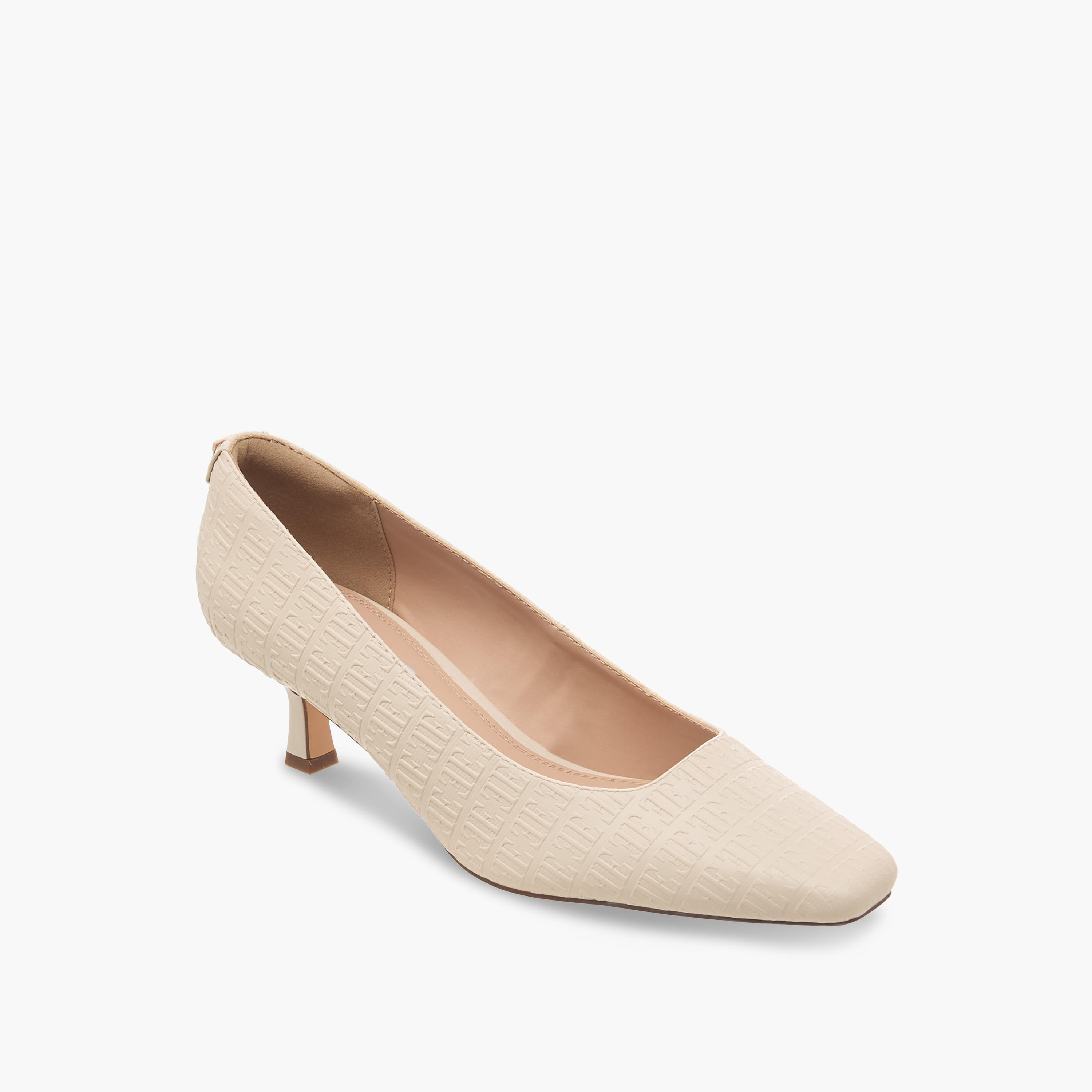حذاء كلاسيكي بتصميمم مونوجرام بارز الملمس وكعب صغير للنساء من إيل-women-shoes-heels-image-2